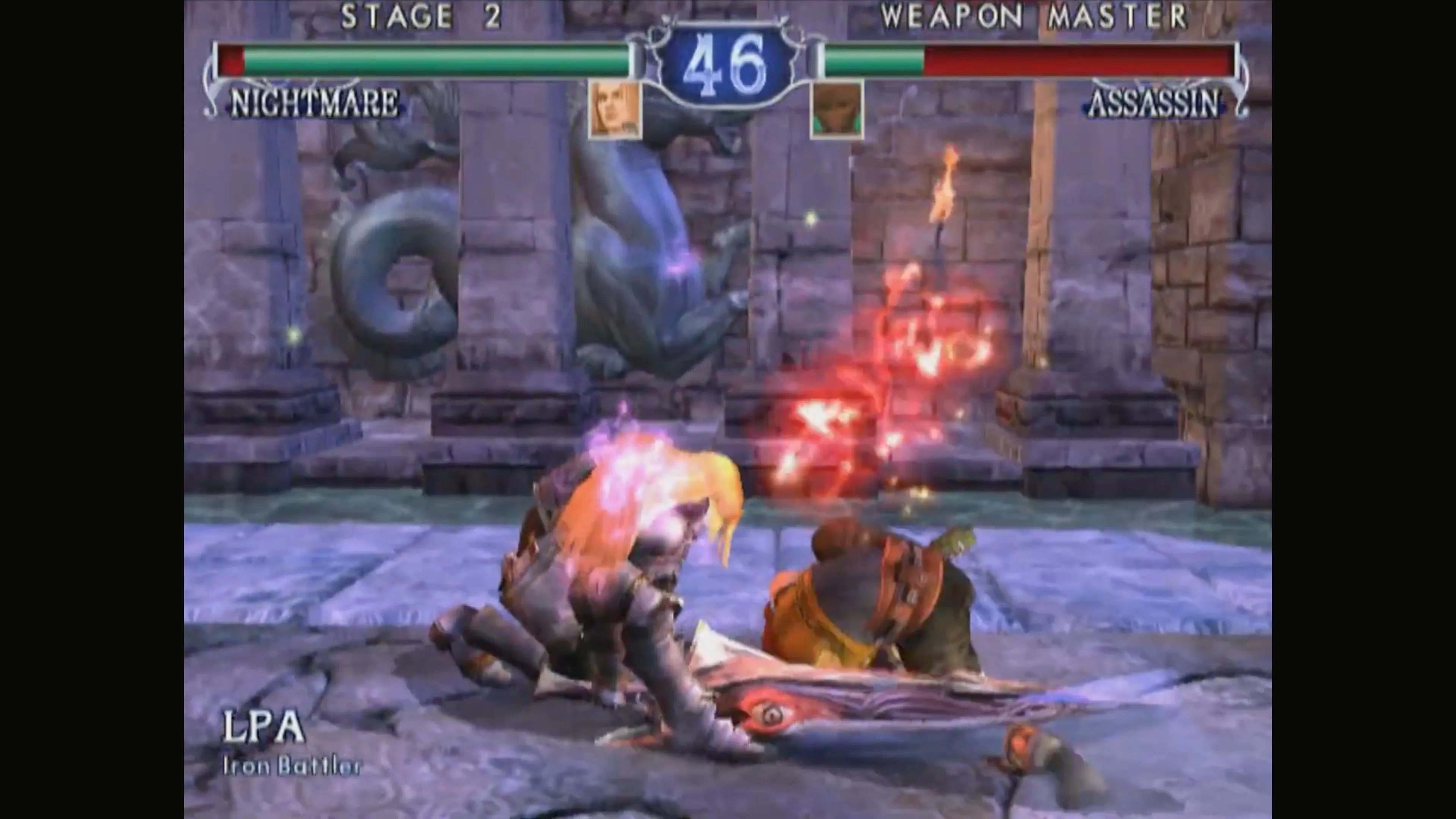 Ảnh chụp màn hình gameplay SoulCalibur II với hiệu suất giả lập ổn định