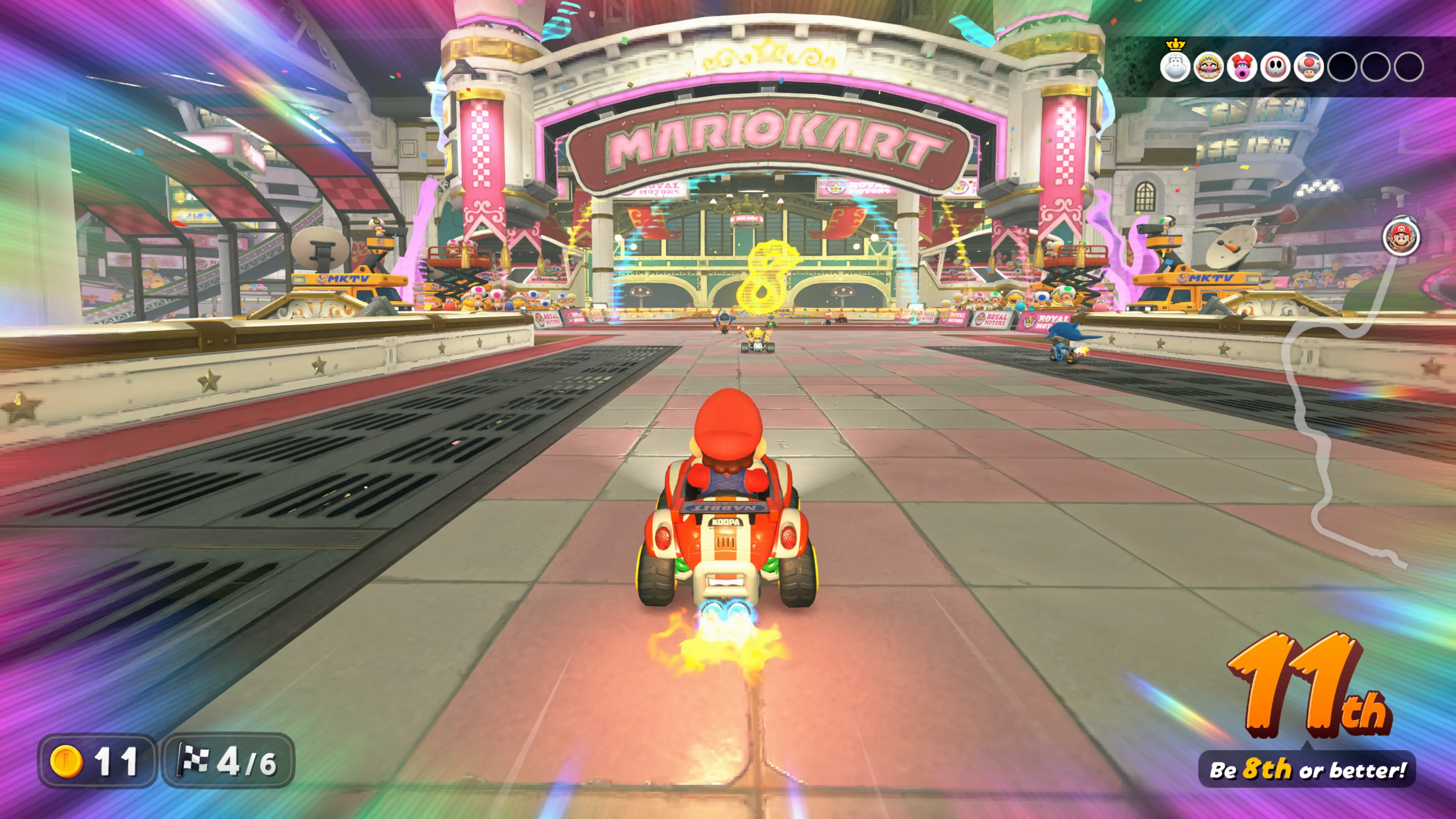Ảnh chụp màn hình Mario Kart World trên Nintendo Switch 2, gợi mở về tương lai DLC.