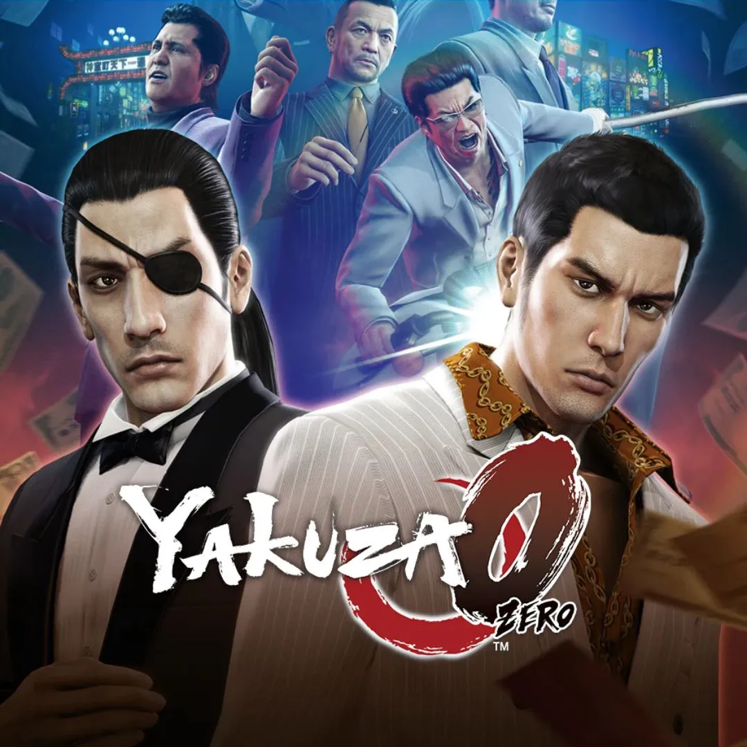 Ảnh game Yakuza 0, mô tả cảnh đường phố Tokyo những năm 1980 với các hoạt động phụ và nhân vật chính.
