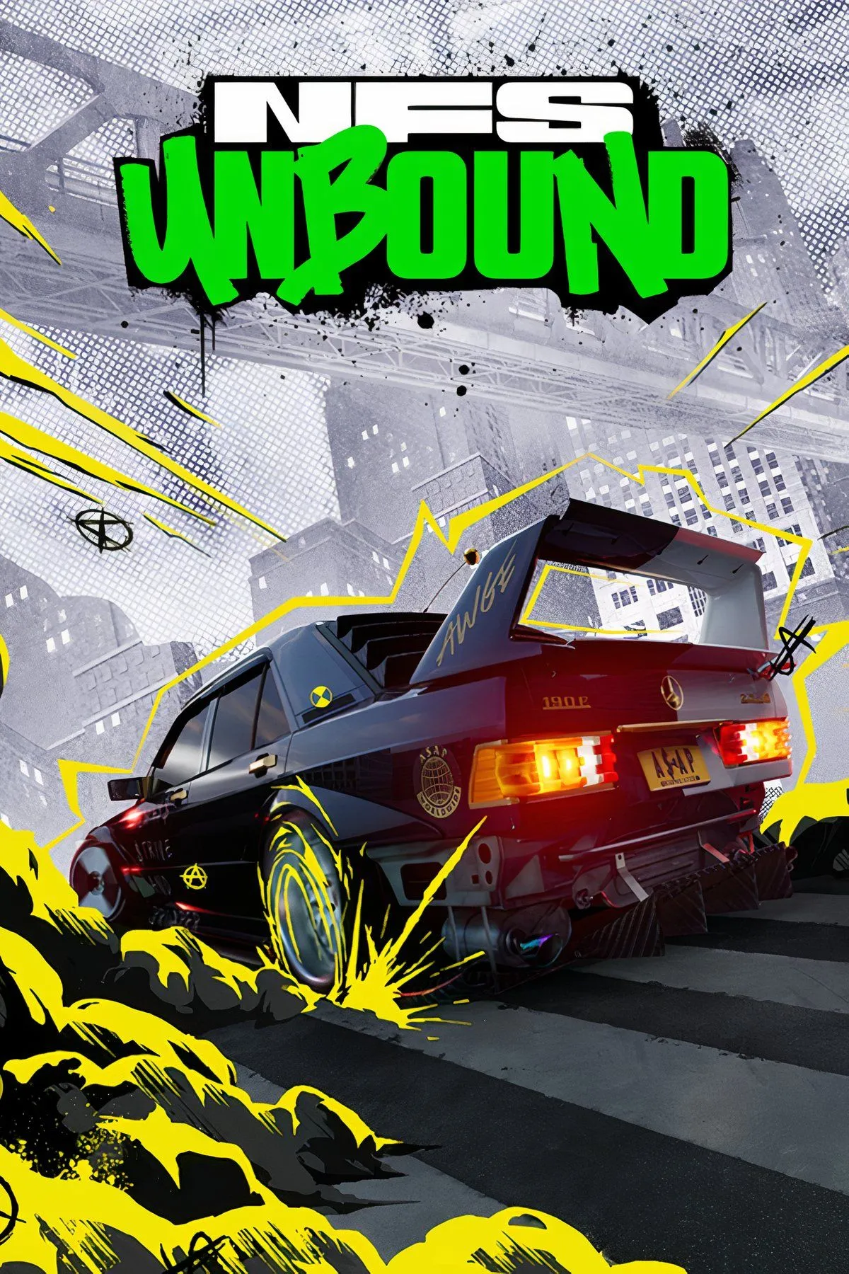 Ảnh tổng hợp các mẫu xe được tùy biến với hiệu ứng cel-shaded đặc trưng trong Need for Speed Unbound, thể hiện phong cách đồ họa và khả năng tùy chỉnh xe