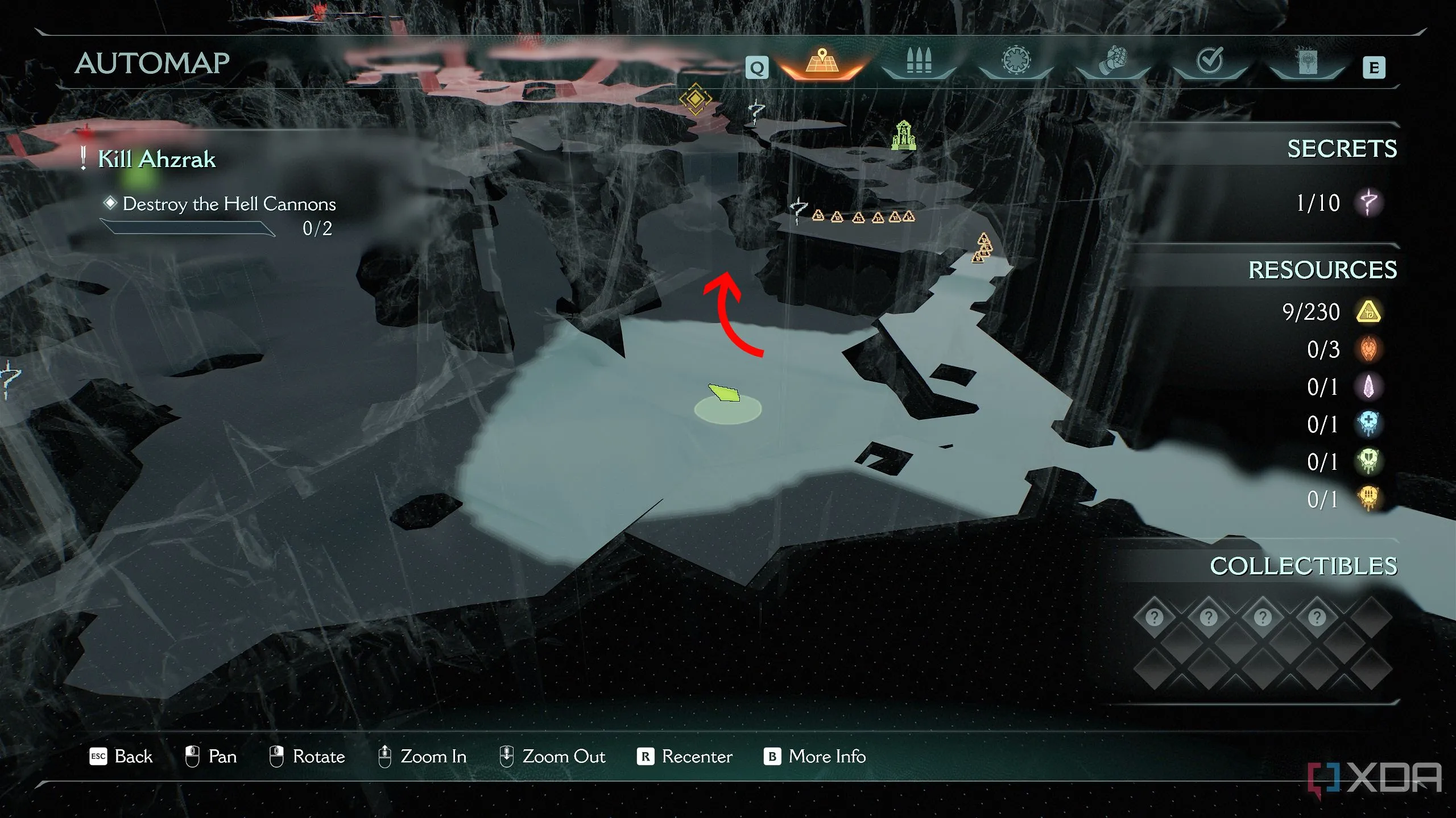 Bản đồ 3D Automap hiển thị vị trí khu vực bí mật 2 trong Chương 10 Doom The Dark Ages.