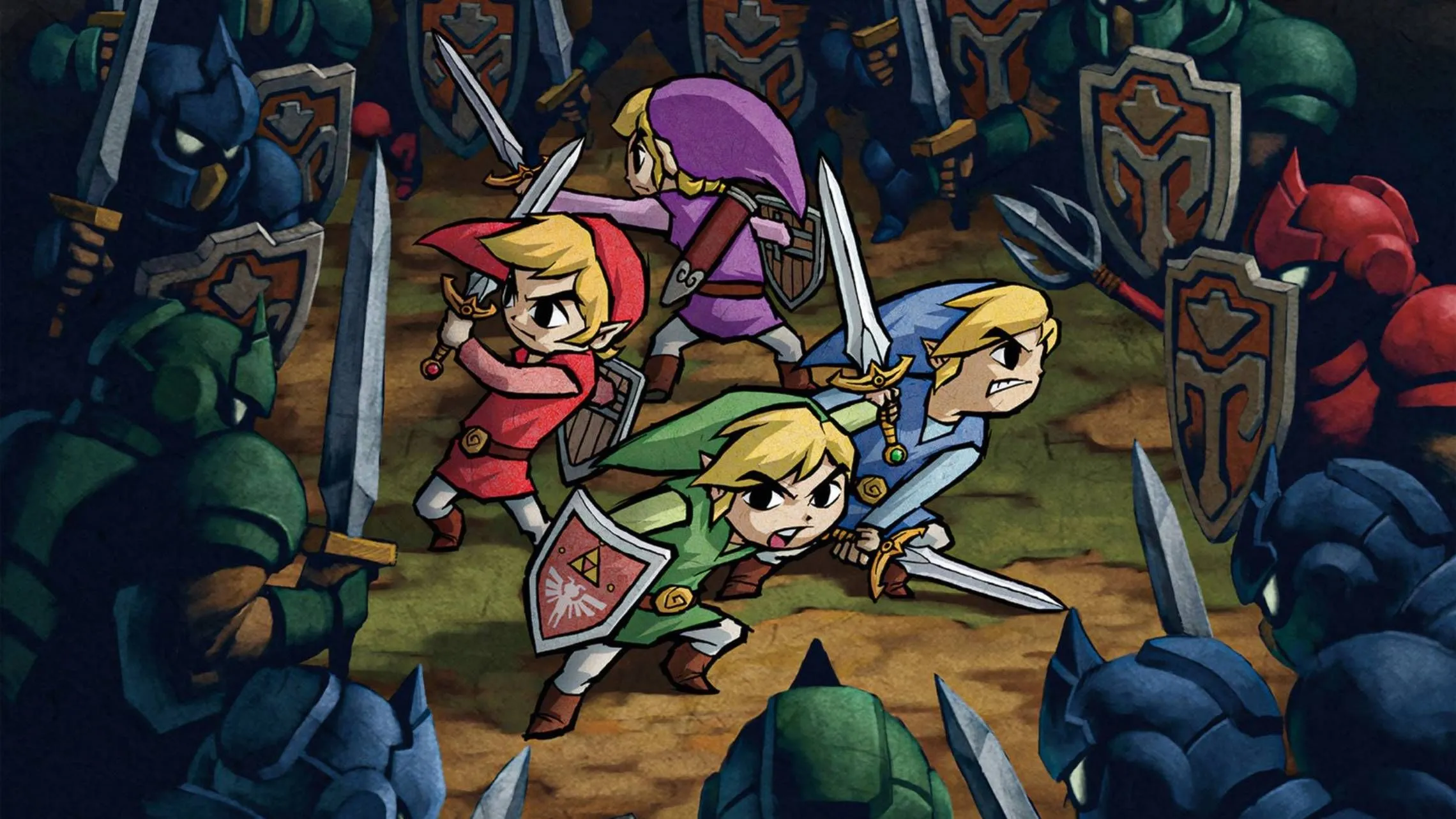 Bốn Link cùng chiến đấu chống lại kẻ thù trong The Legend of Zelda: Four Swords Adventure