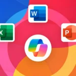 Các biểu tượng ứng dụng Microsoft Office cùng logo Copilot AI