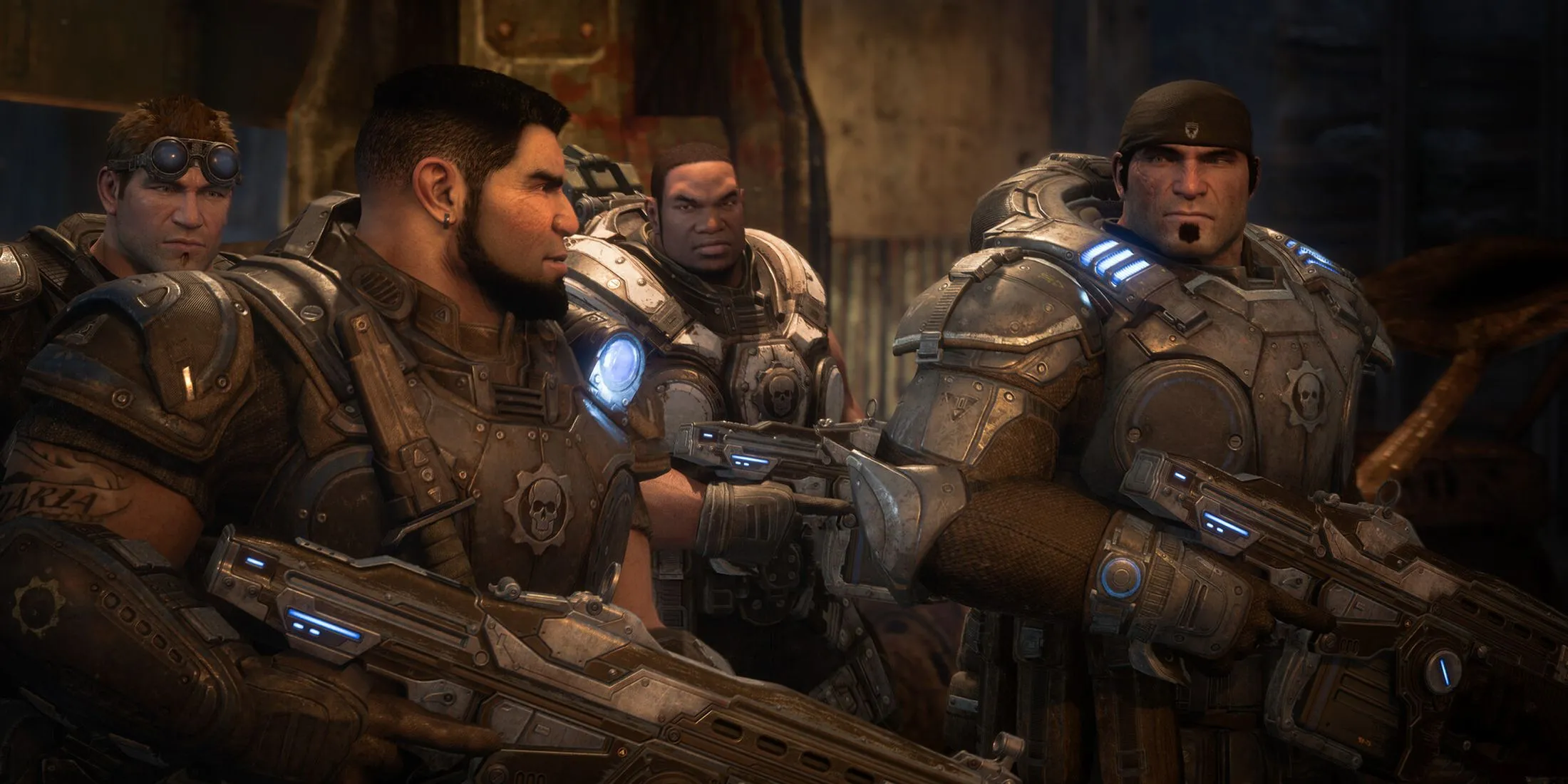 Các nhân vật chính của series Gears of War: Reloaded, biểu tượng của dòng game hành động bắn súng góc nhìn thứ ba trên Xbox
