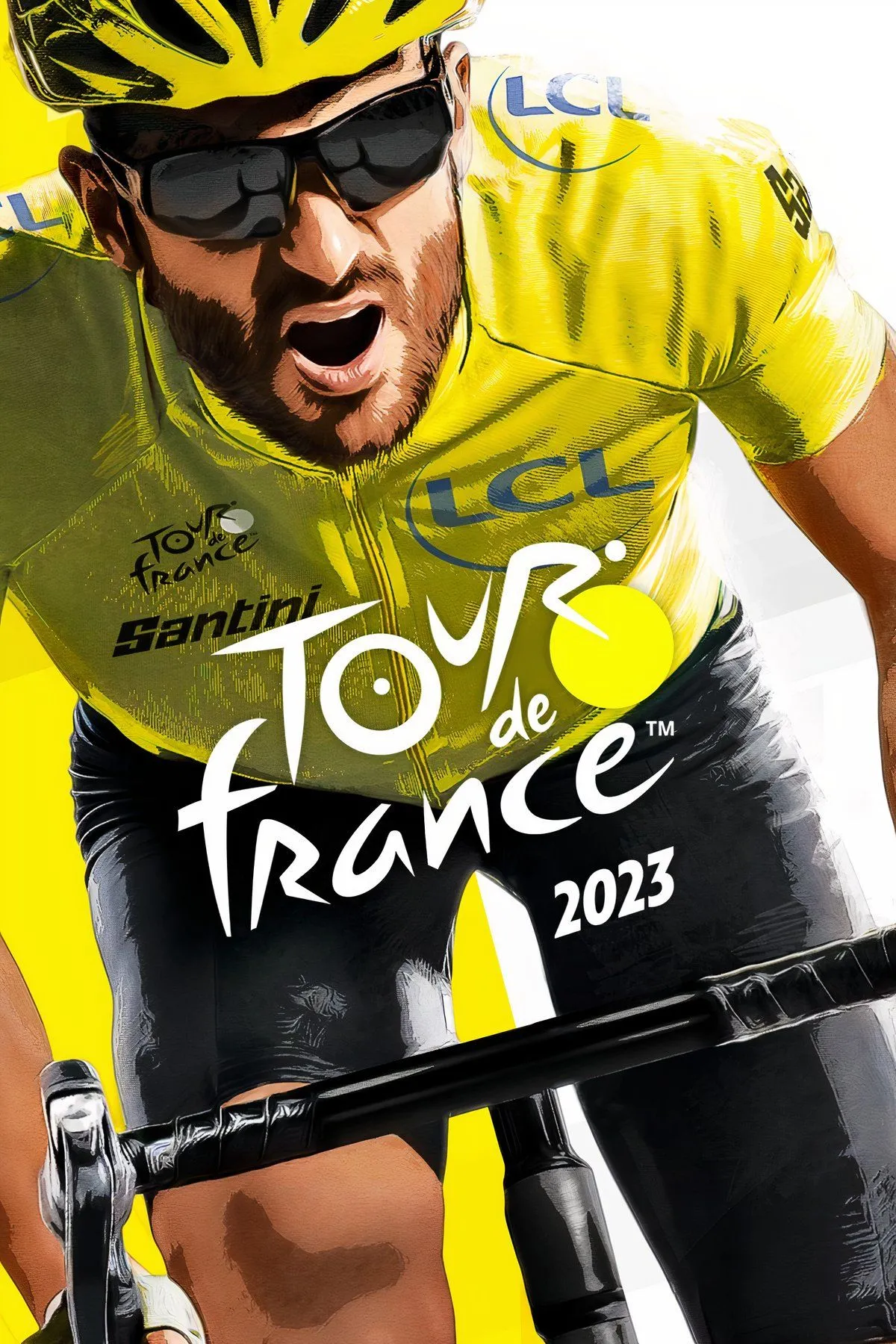 Các tay đua xe đạp chuyên nghiệp đang thi đấu trên đường đua trong game Tour de France 2023, thể hiện sự chân thực của bộ môn này.