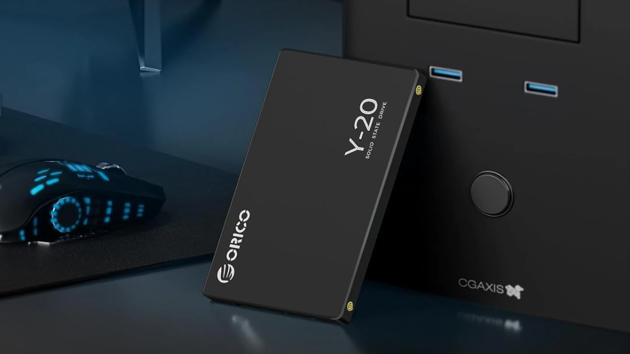 Cận cảnh ổ cứng SSD ORICO 128GB SATA hiển thị logo và thông số