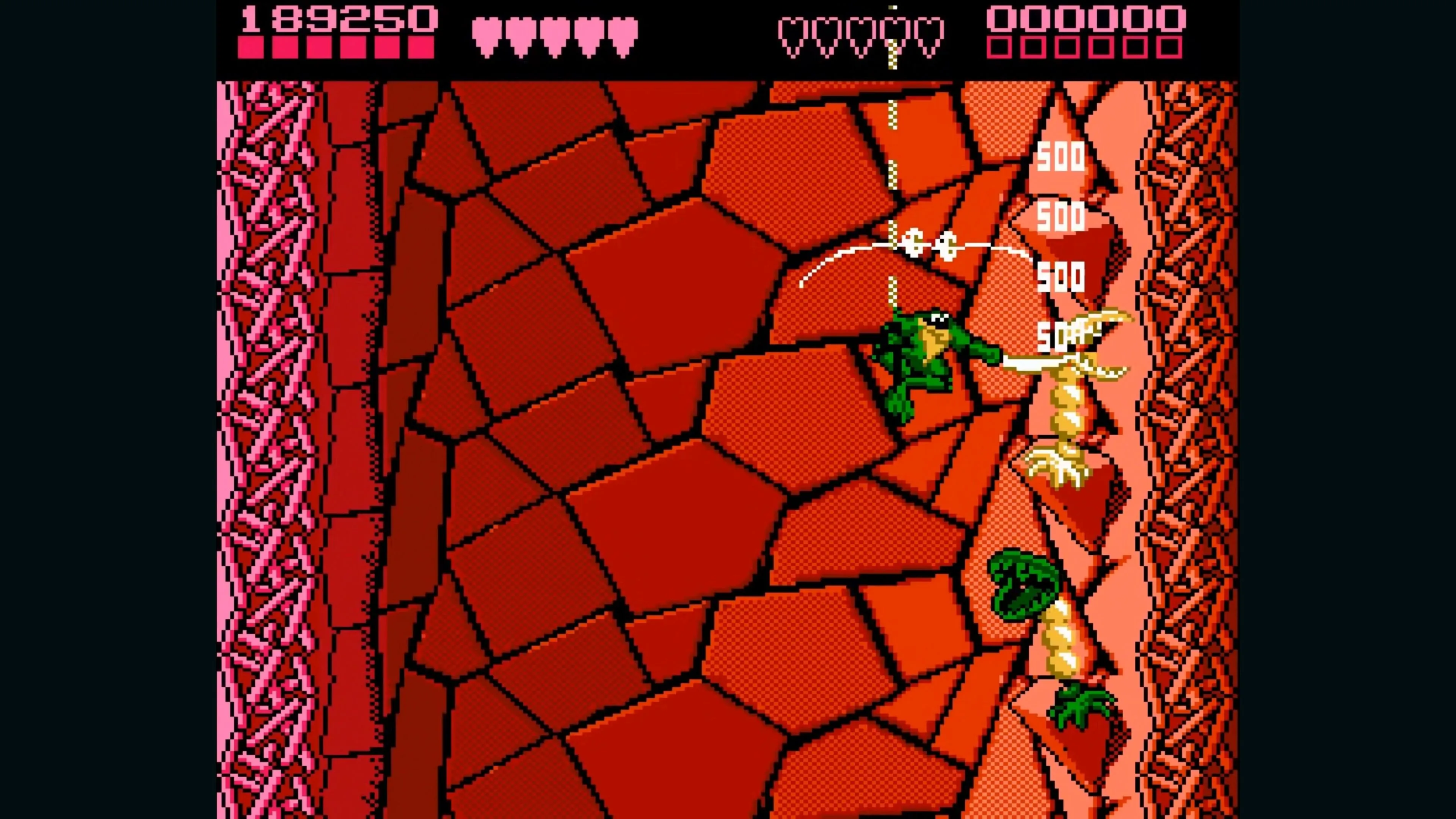 Cảnh chiến đấu cận chiến ác liệt trong game Battletoads 1991.