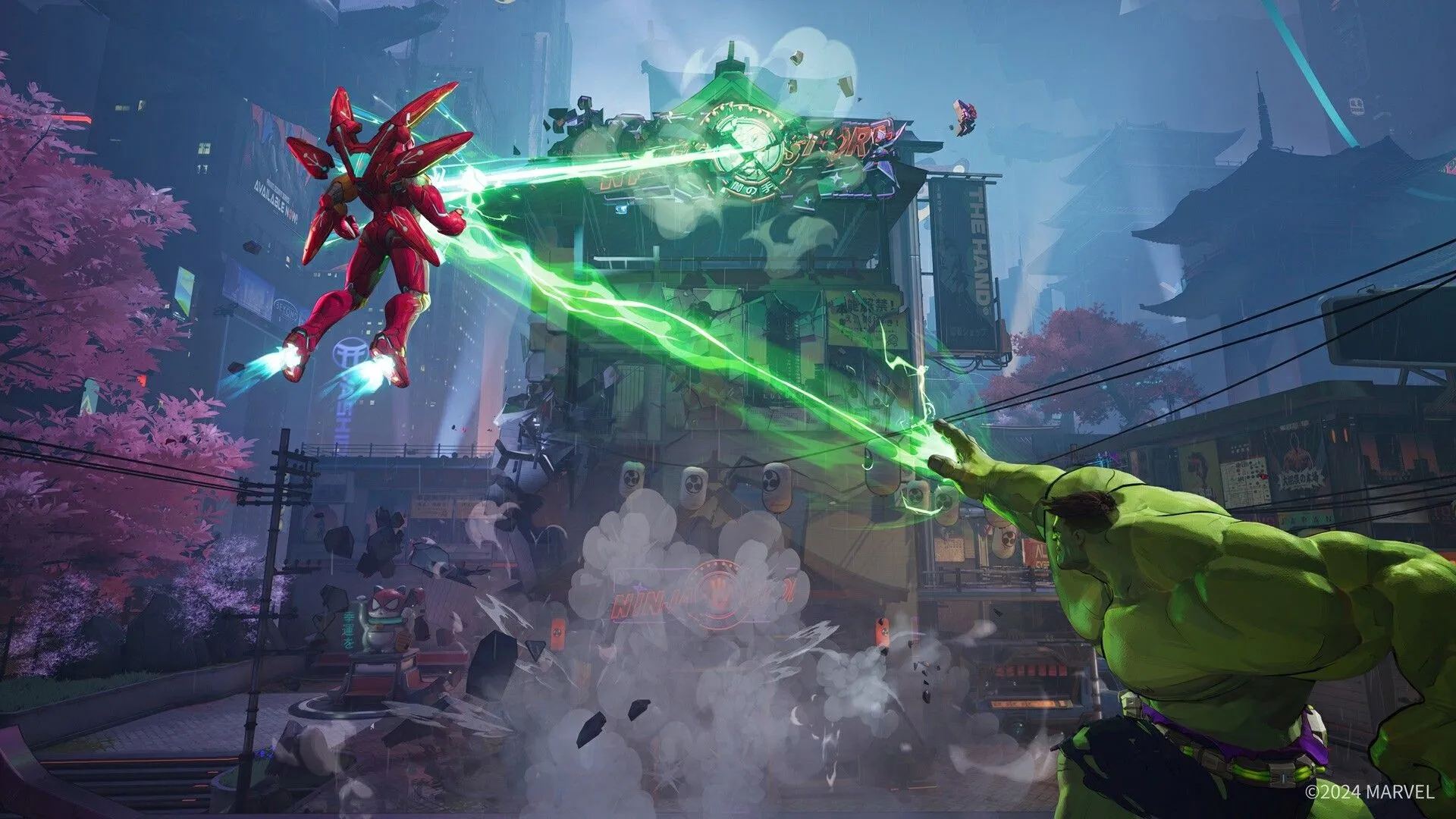 Cảnh chiến đấu sôi động của các nhân vật Marvel Rivals với hiệu ứng kỹ năng