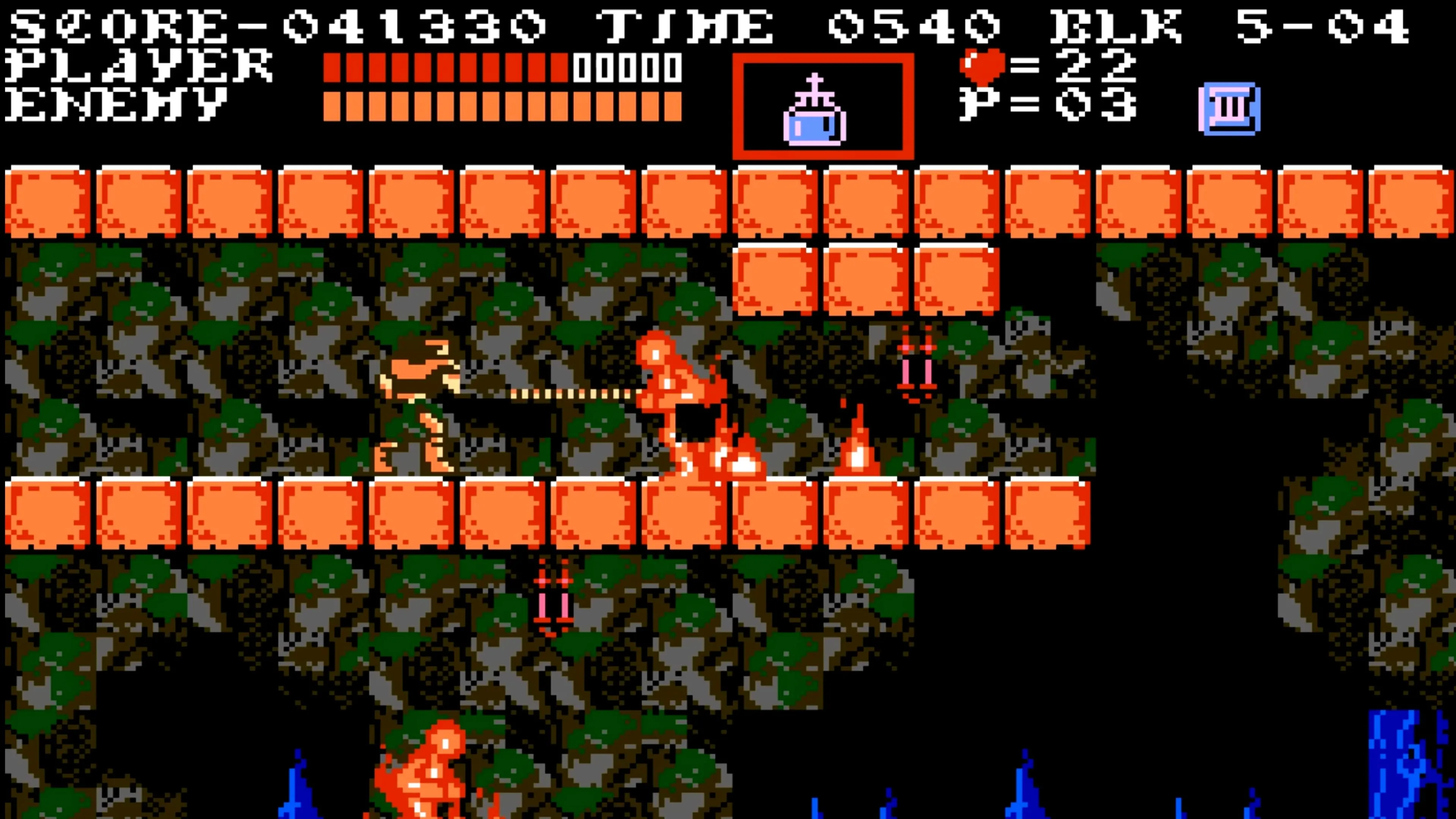 Cảnh chiến đấu với boss trong Castlevania III: Dracula's Curse.