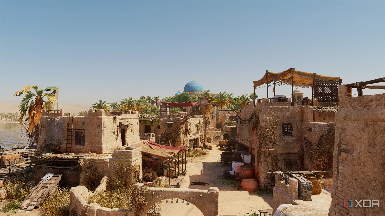 Cảnh chơi game Assassin's Creed Mirage với đồ họa chân thực, minh họa khả năng chạy game AAA của iPhone và chip Apple A-series.