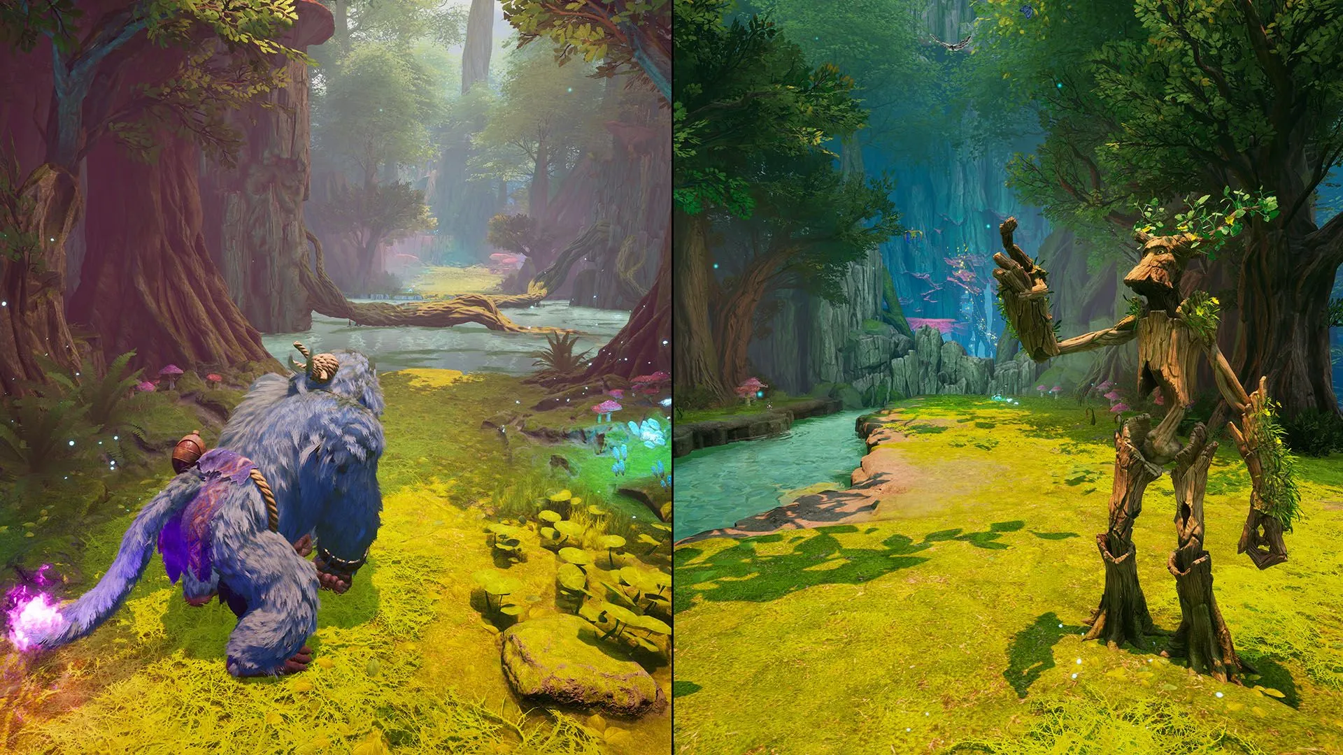 Cảnh chơi game Split Fiction với nhân vật nữ điều khiển cơ khí bay qua thành phố tương lai