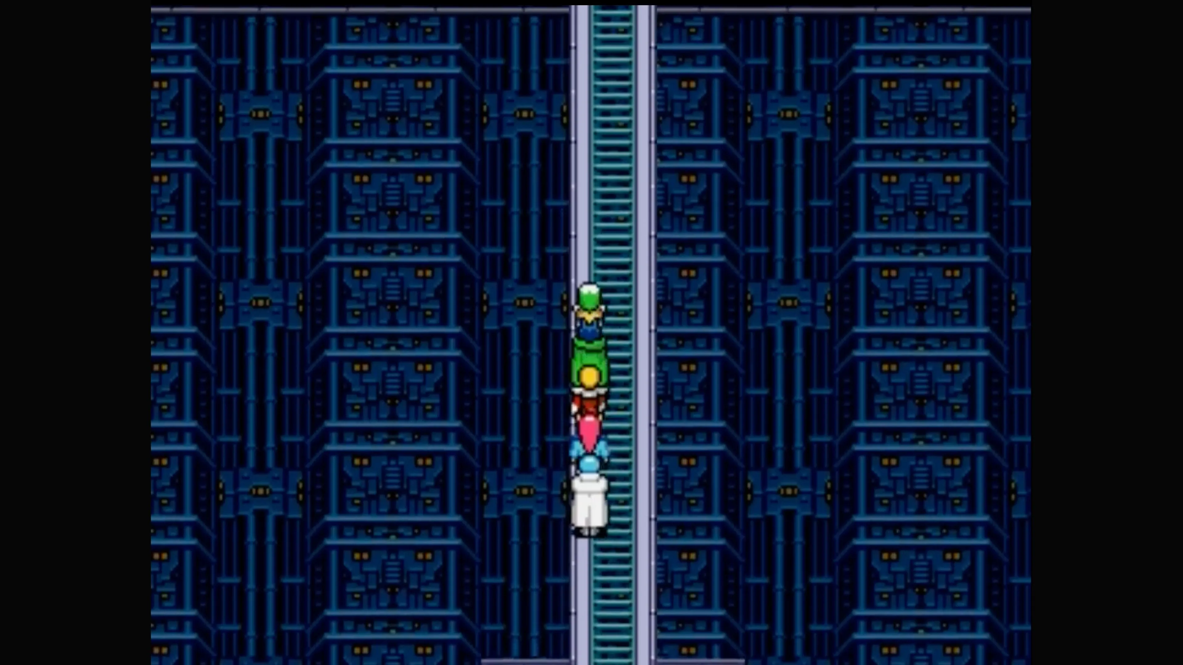 Cảnh khám phá một hầm ngục trong Phantasy Star IV, minh họa thiết kế dungeon cổ điển.