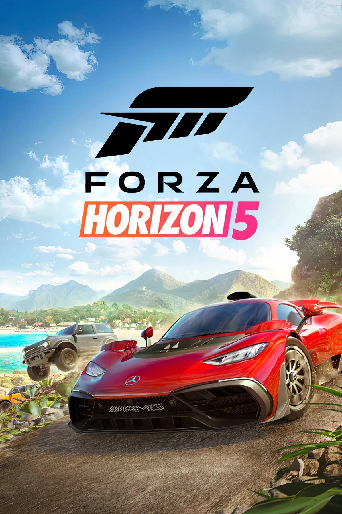 Cảnh ô tô đua trong game Forza Horizon 5 với khung cảnh đẹp mắt