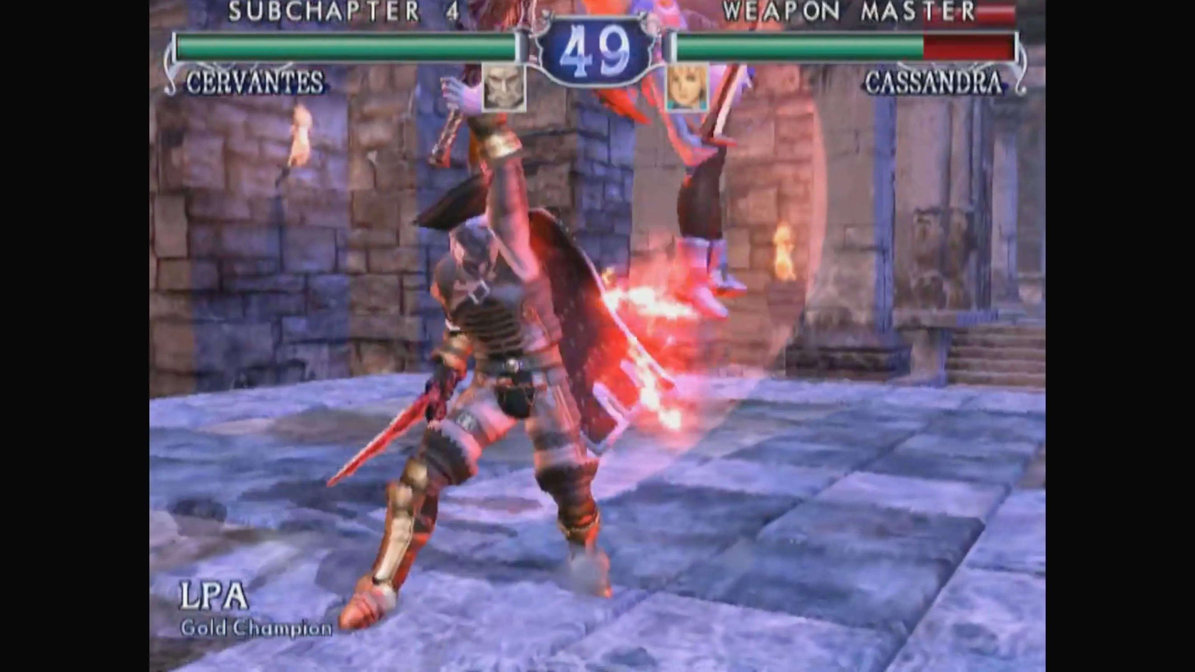 Cảnh quay cận cảnh hành động trong SoulCalibur II, đánh giá độ trễ thấp