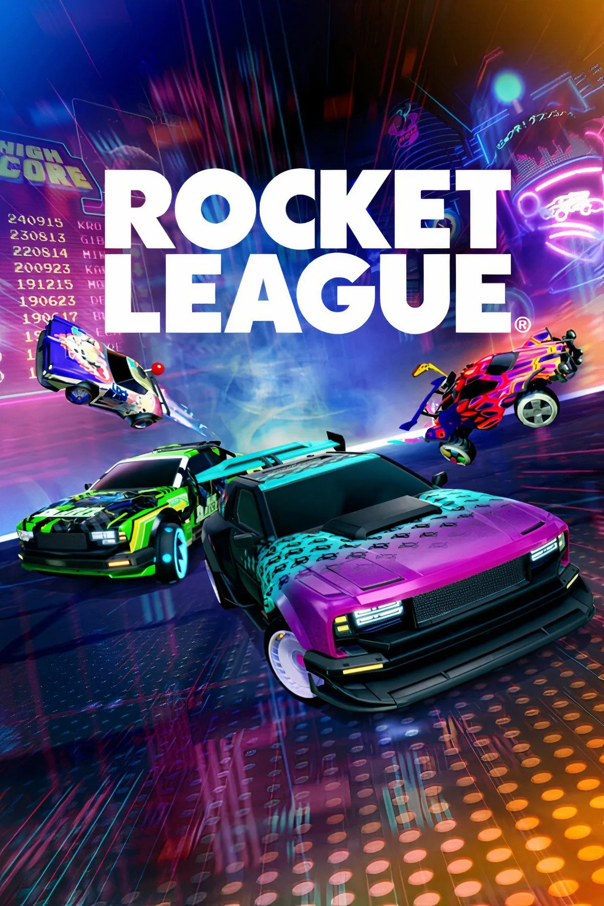 Cảnh xe ô tô chơi bóng đá trong game Rocket League