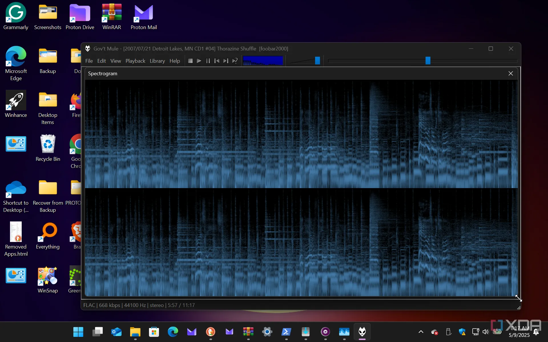 Chế độ hiển thị trực quan (visualization) của Foobar2000, mang lại trải nghiệm nghe nhạc độc đáo.