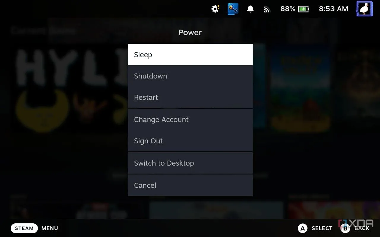 Chế độ Sleep tiện lợi của Steam Deck giúp tạm dừng game ngay lập tức
