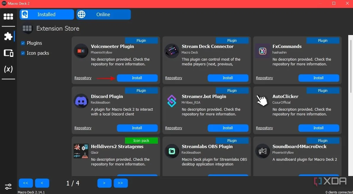 Chọn plugin từ danh sách trên Macro Deck