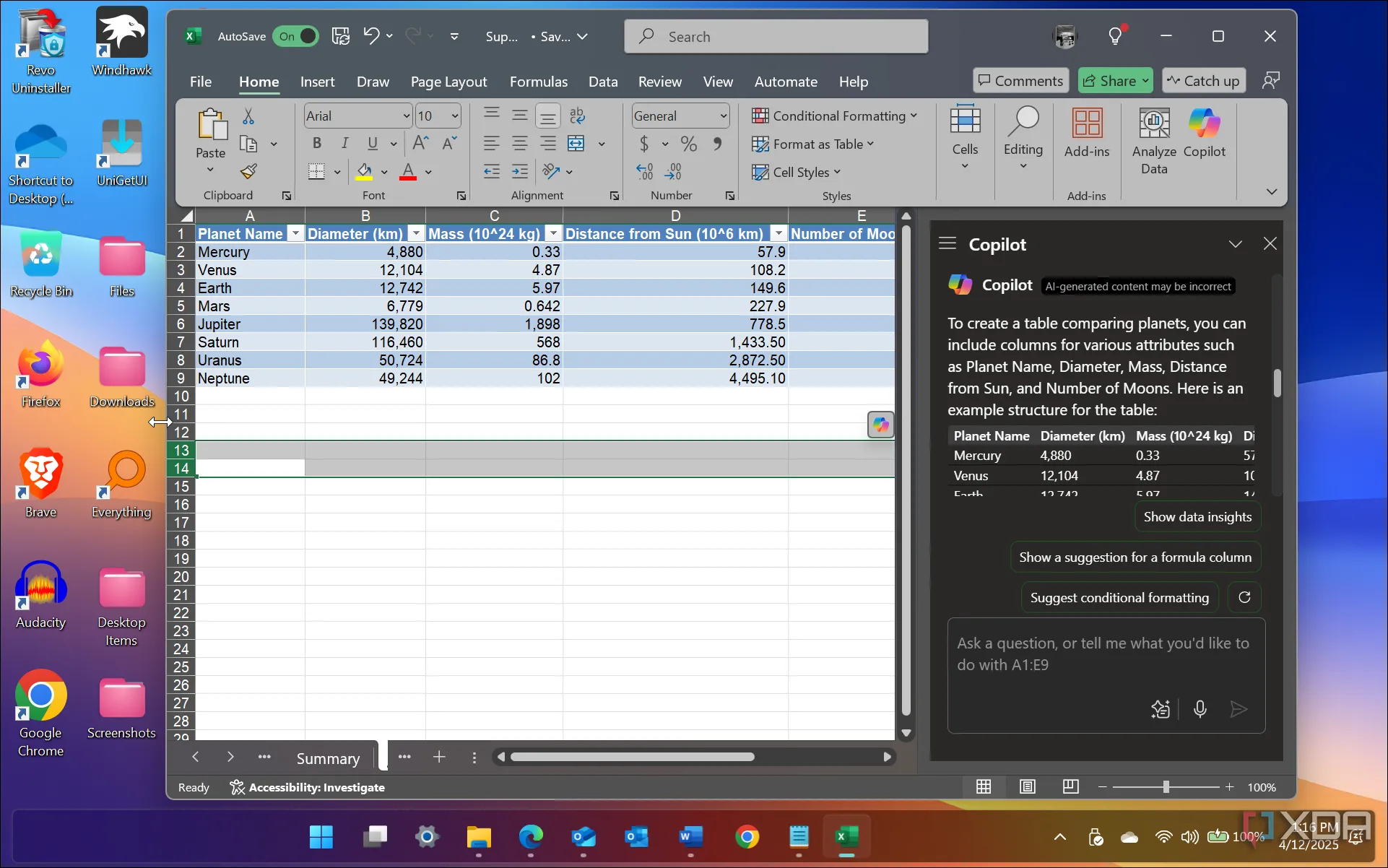 Copilot hỗ trợ tạo bảng dữ liệu thông minh trong Excel