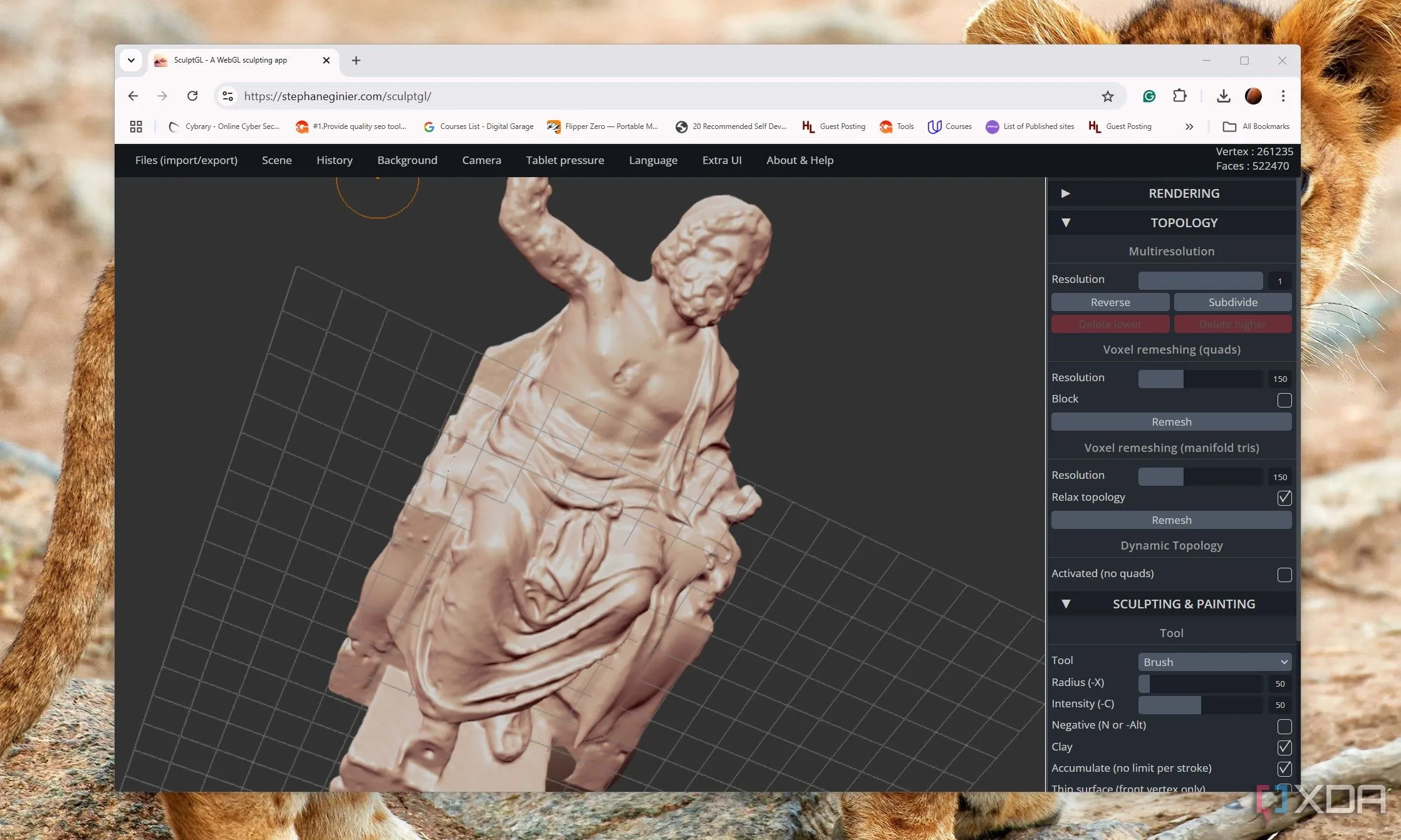 Điêu khắc mô hình 3D trong SculptGL trên trình duyệt web