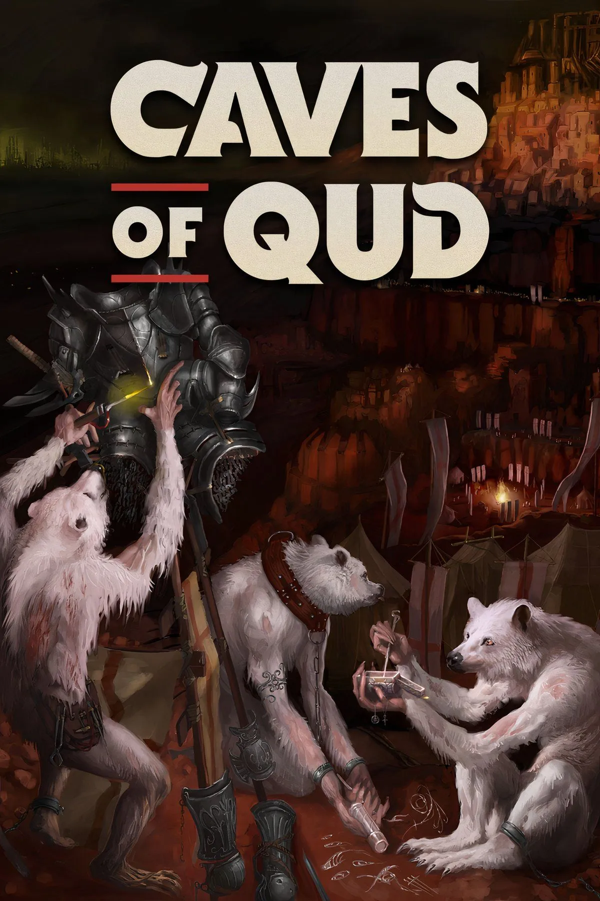 Đồ họa pixel art độc đáo của Caves of Qud, thể hiện môi trường game roguelike và các nhân vật, quái vật đa dạng.