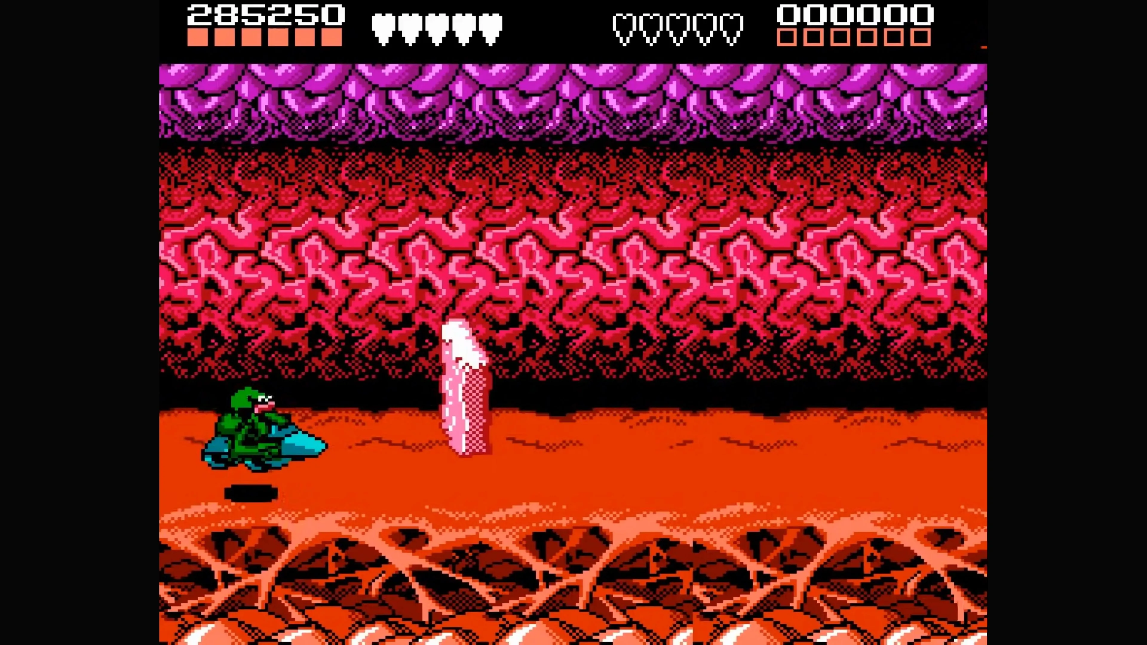 Đoạn đua Turbo Tunnel đầy thử thách trong game Battletoads.