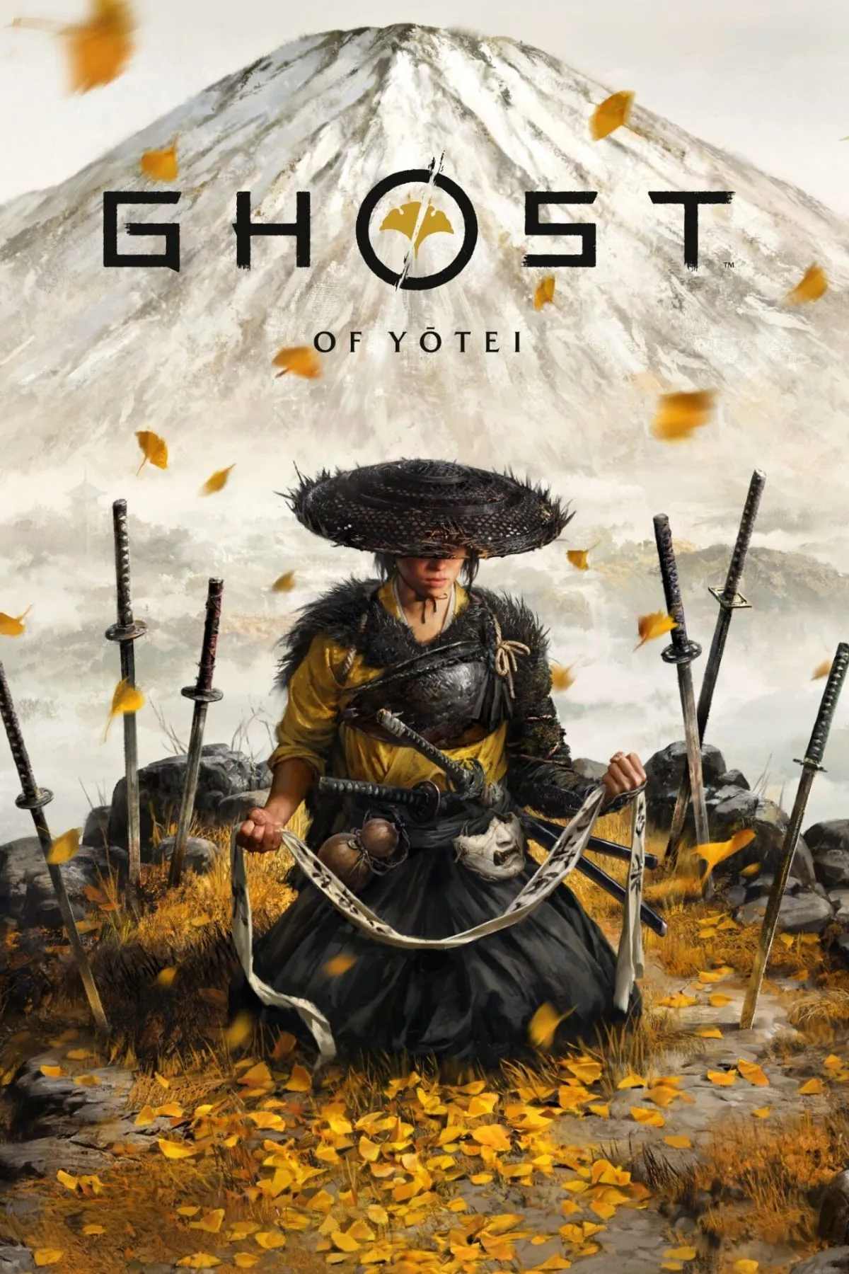 Ghost of Yotei - hình ảnh nghệ thuật bìa game Ghost of Yotei, tựa game hành động phiêu lưu độc quyền PlayStation sắp ra mắt.