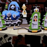 Giao diện đồ họa hoạt hình đầy màu sắc của game phiêu lưu Day of the Tentacle, thể hiện phong cách độc đáo của một tựa game PC kinh điển.