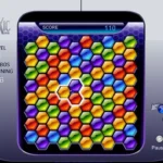 Giao diện game giải đố Hexic HD với các khối lục giác nhiều màu sắc