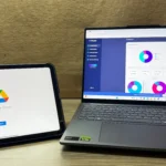 Giao diện Google Drive trên laptop và iPad, minh họa sự phụ thuộc vào lưu trữ đám mây và nguy cơ chủ quan khi quản lý dữ liệu.