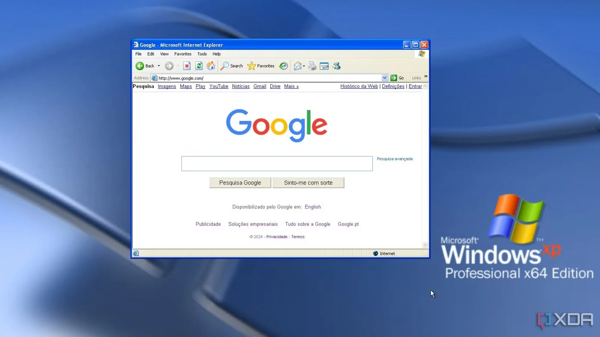 Giao diện Internet Explorer 6 trên hệ điều hành Windows XP, từng là trình duyệt thống trị nhưng kém bảo mật và chậm đổi mới.