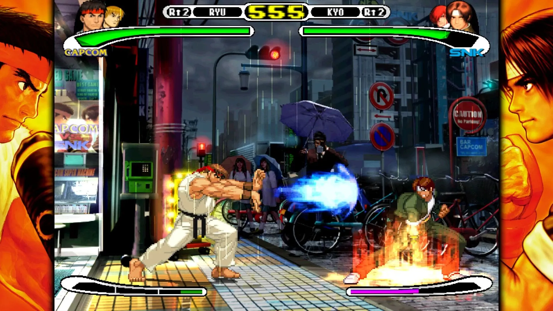 Giao diện lựa chọn nhân vật trong Capcom Fighting Collection 2 với các biểu tượng game arcade