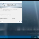 Giao diện người dùng ReactOS với thông báo cập nhật phiên bản mới
