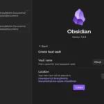 Giao diện Obsidian với thư mục iCloud được chọn để đồng bộ dữ liệu