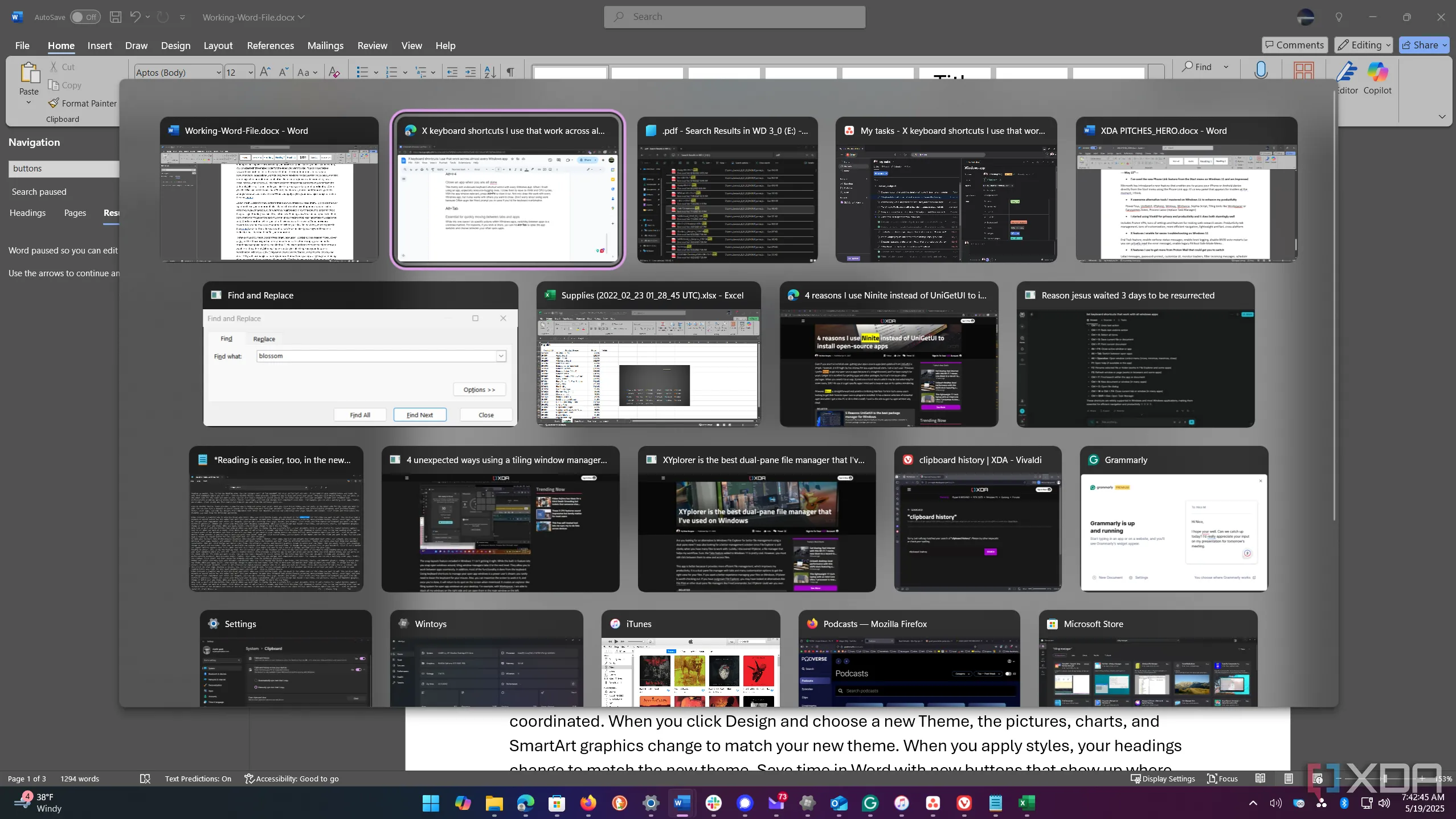 Giao diện trình chuyển đổi ứng dụng (App Switcher) trên Windows 11 khi dùng Alt + Tab