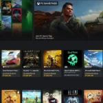 Giao diện ứng dụng Xbox với nhiều tựa game hấp dẫn trên các dịch vụ đăng ký.