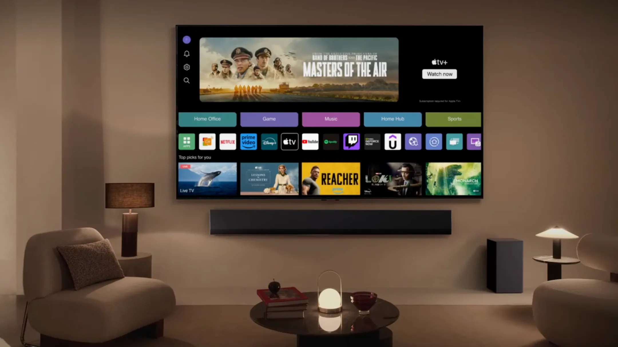 Giao diện webOS thông minh của TV LG UT70 series với nhiều ứng dụng giải trí