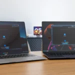 Hai laptop đang chạy Pairdrop song song trên mạng nội bộ, minh họa khả năng chia sẻ file tiện lợi.