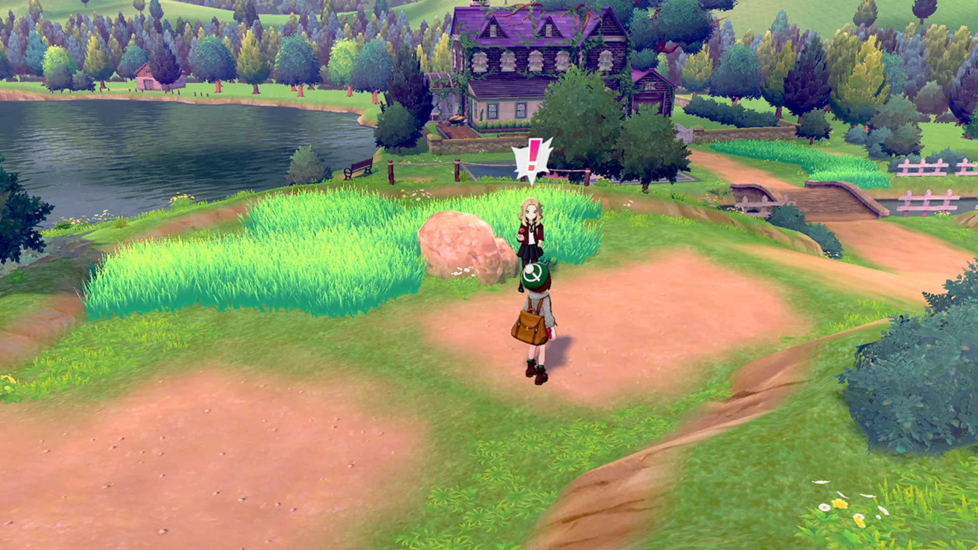 Hai nhà huấn luyện Pokémon chuẩn bị chiến đấu trong khung cảnh thế giới mở, minh họa tiềm năng game Pokémon MMO trên Nintendo Switch 2.