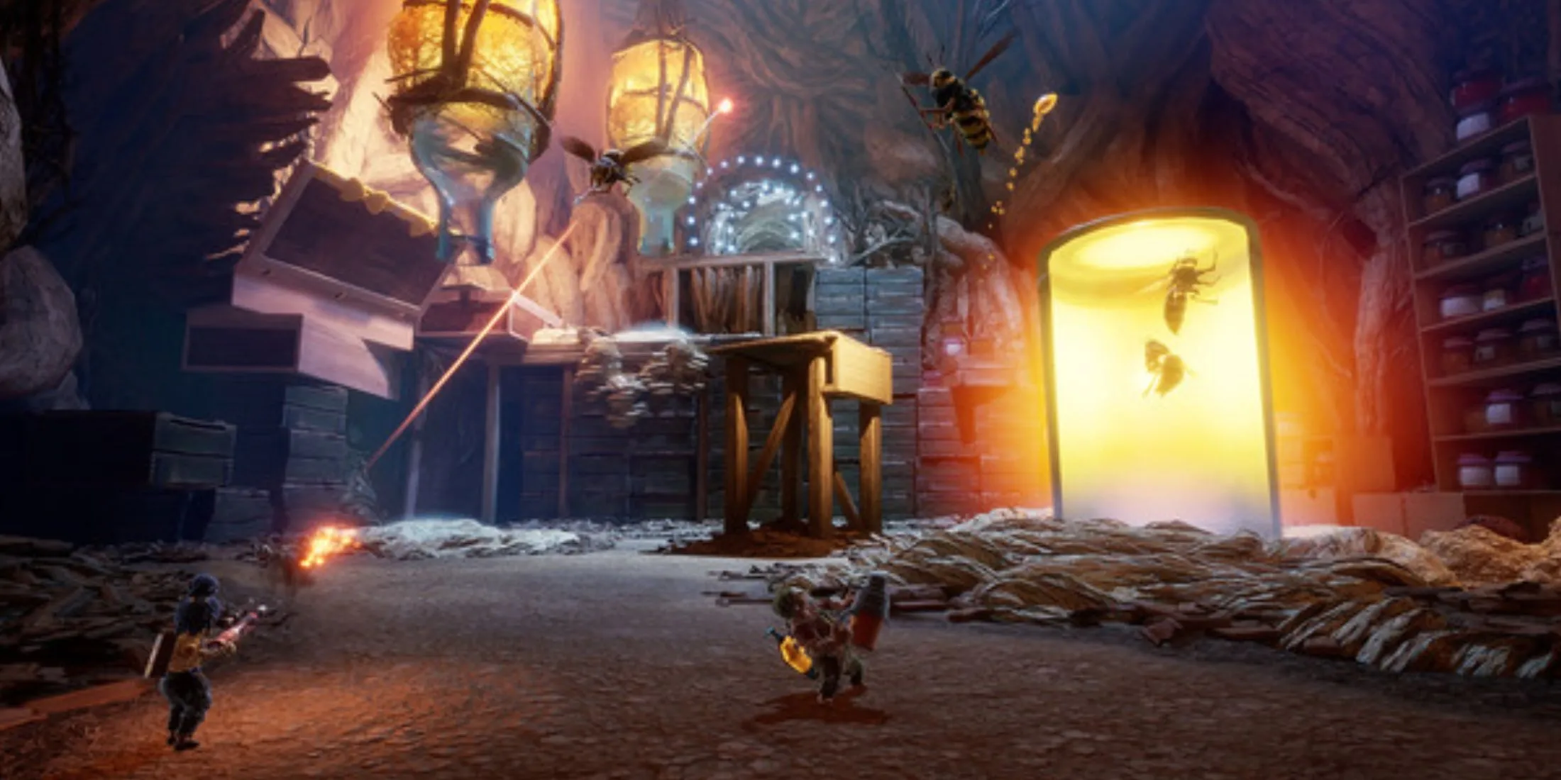 Hai nhân vật Cody và May của It Takes Two đang tương tác với môi trường game, nhấn mạnh tính sáng tạo và đa dạng trong lối chơi.