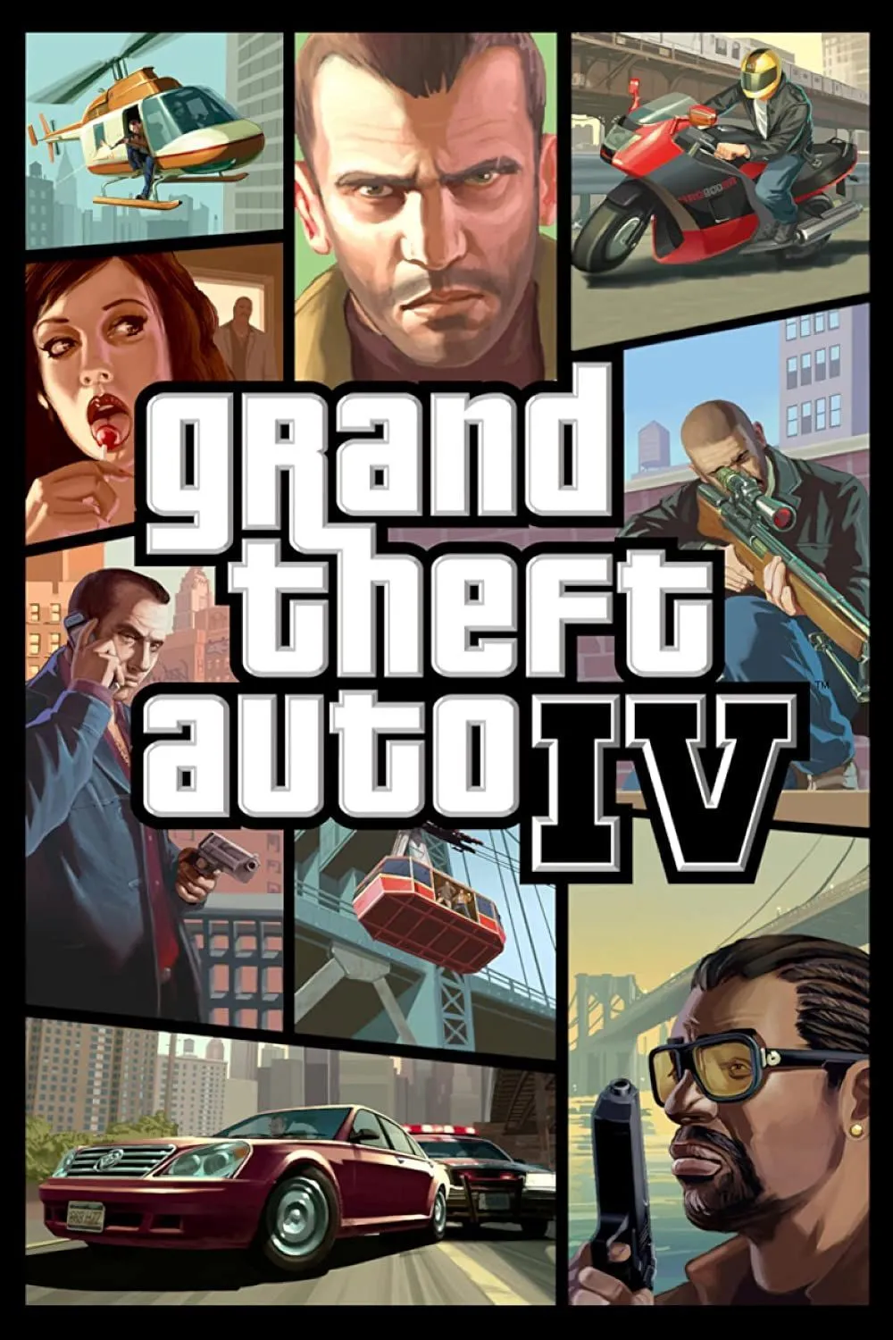 Hình ảnh bìa của Grand Theft Auto IV: The Ballad of Gay Tony với nhân vật chính Luis Lopez và các yếu tố biểu tượng của cuộc sống về đêm xa hoa.