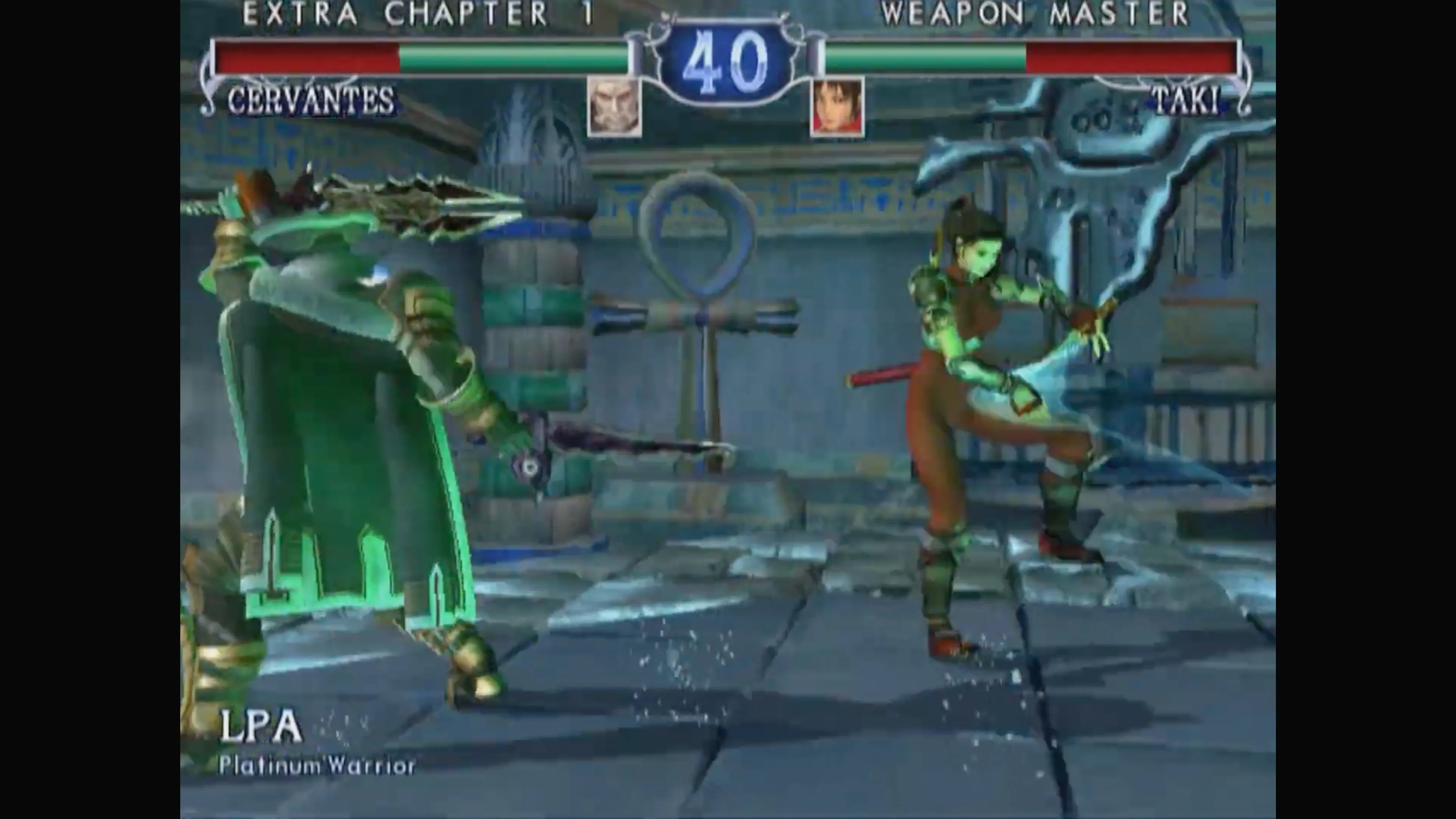 Hình ảnh chiến đấu giữa hai nhân vật trong SoulCalibur II, nhấn mạnh cảm giác chơi game
