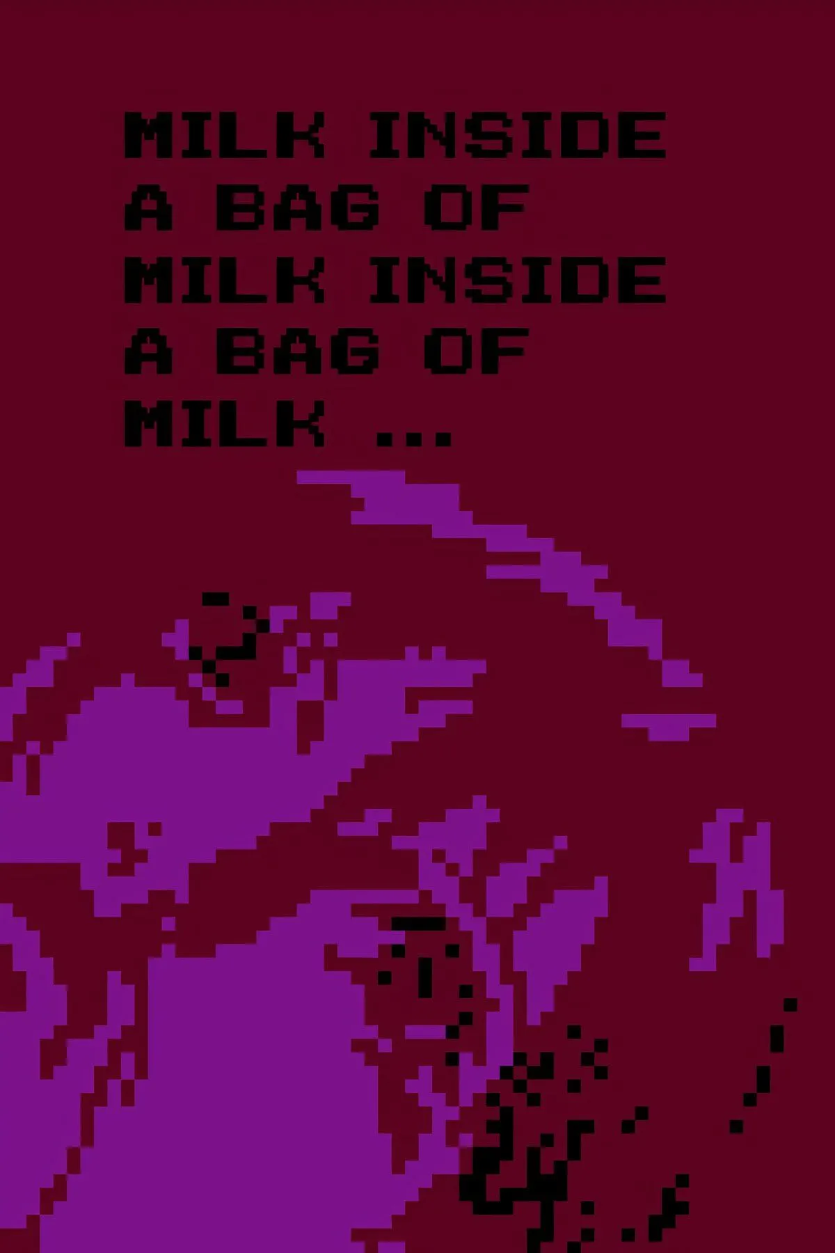 Hình ảnh đồ họa pixel đen trắng trong game Milk Inside a Bag of Milk Inside a Bag of Milk, gợi không khí u ám