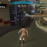 Hình ảnh gameplay thế giới mở trong Tony Hawk's American Wasteland, một phiên bản của game Tony Hawk