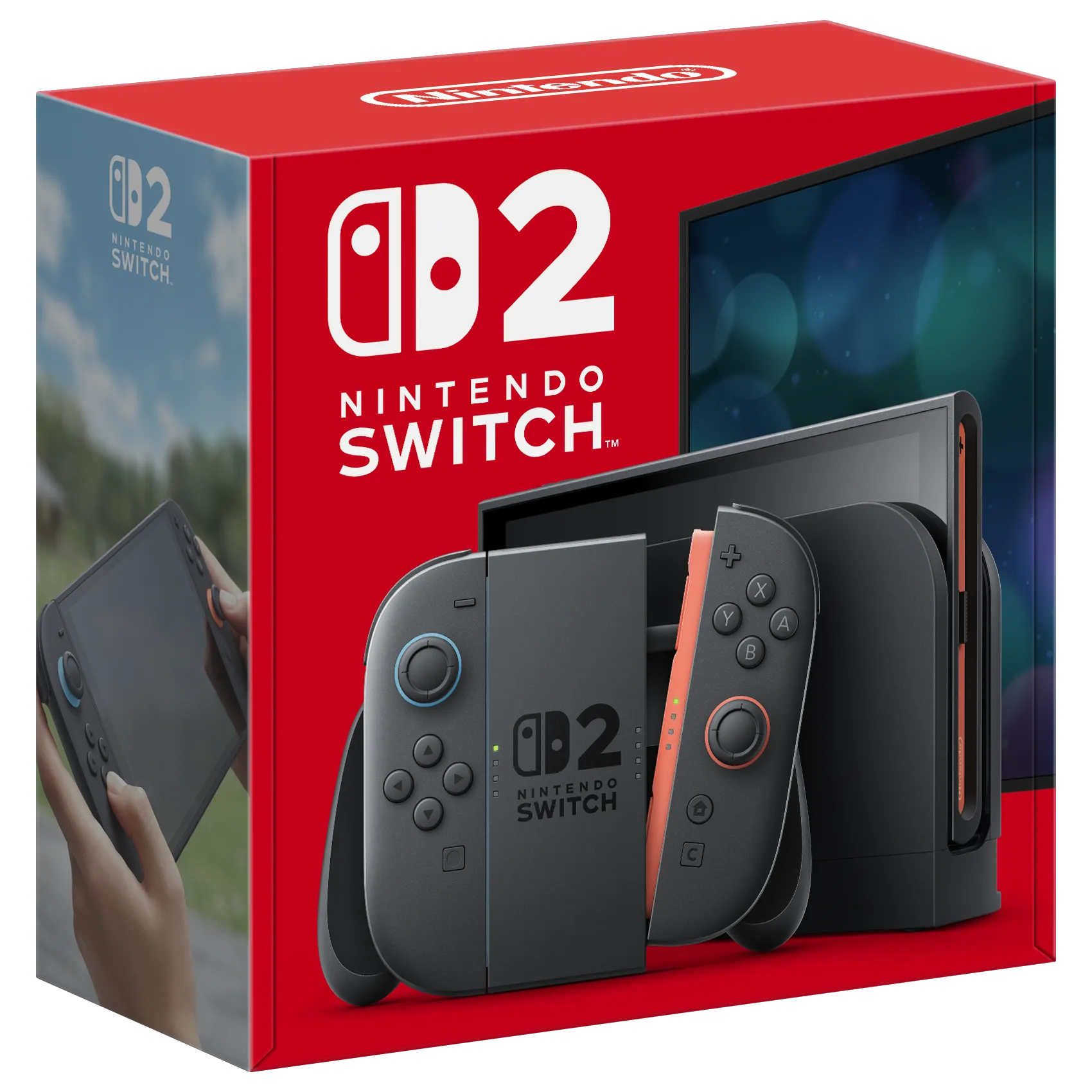 Hình ảnh hộp đựng Nintendo Switch 2, thể hiện thiết kế dự kiến của hệ máy console sắp ra mắt.