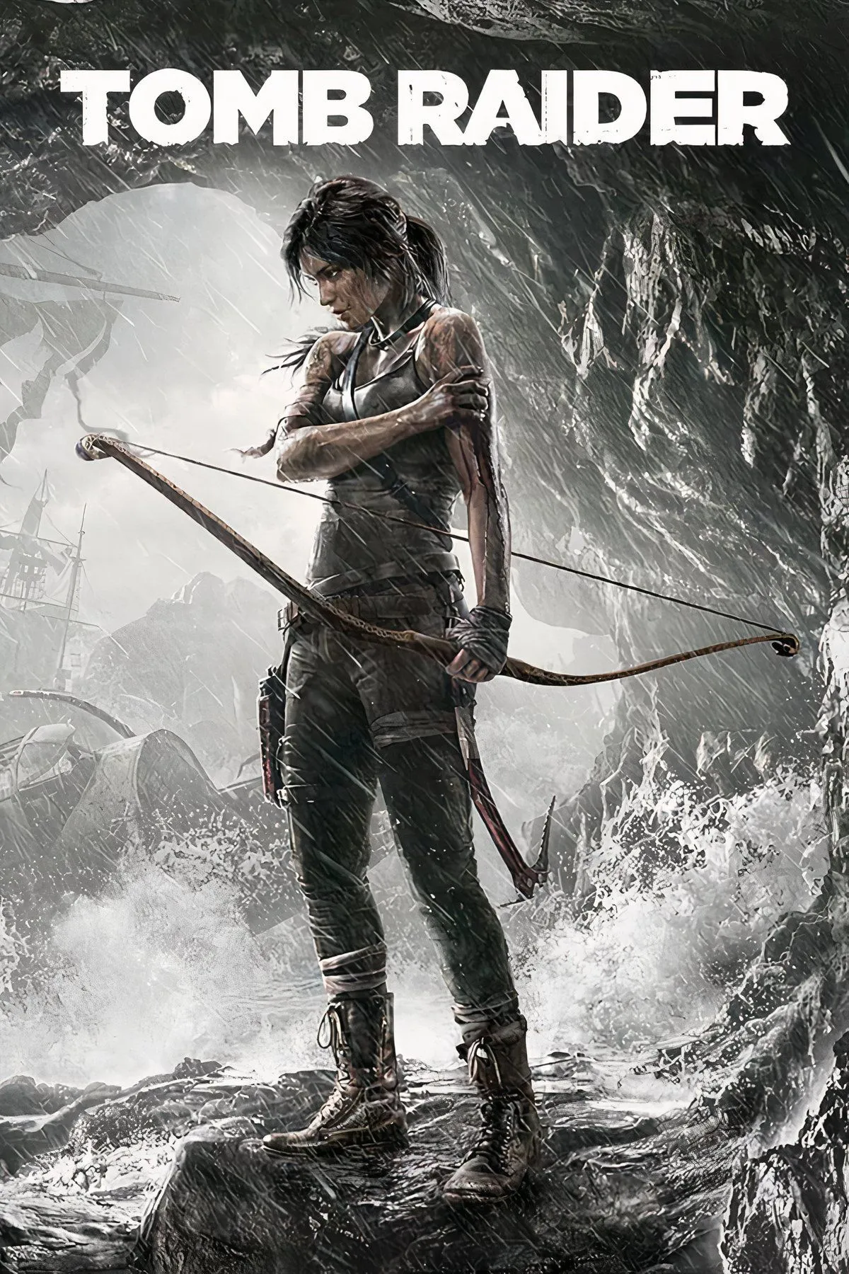 Hình ảnh Lara Croft trong Tomb Raider (2013), miêu tả sự khởi đầu gai góc và quá trình trở thành người sống sót của cô.
