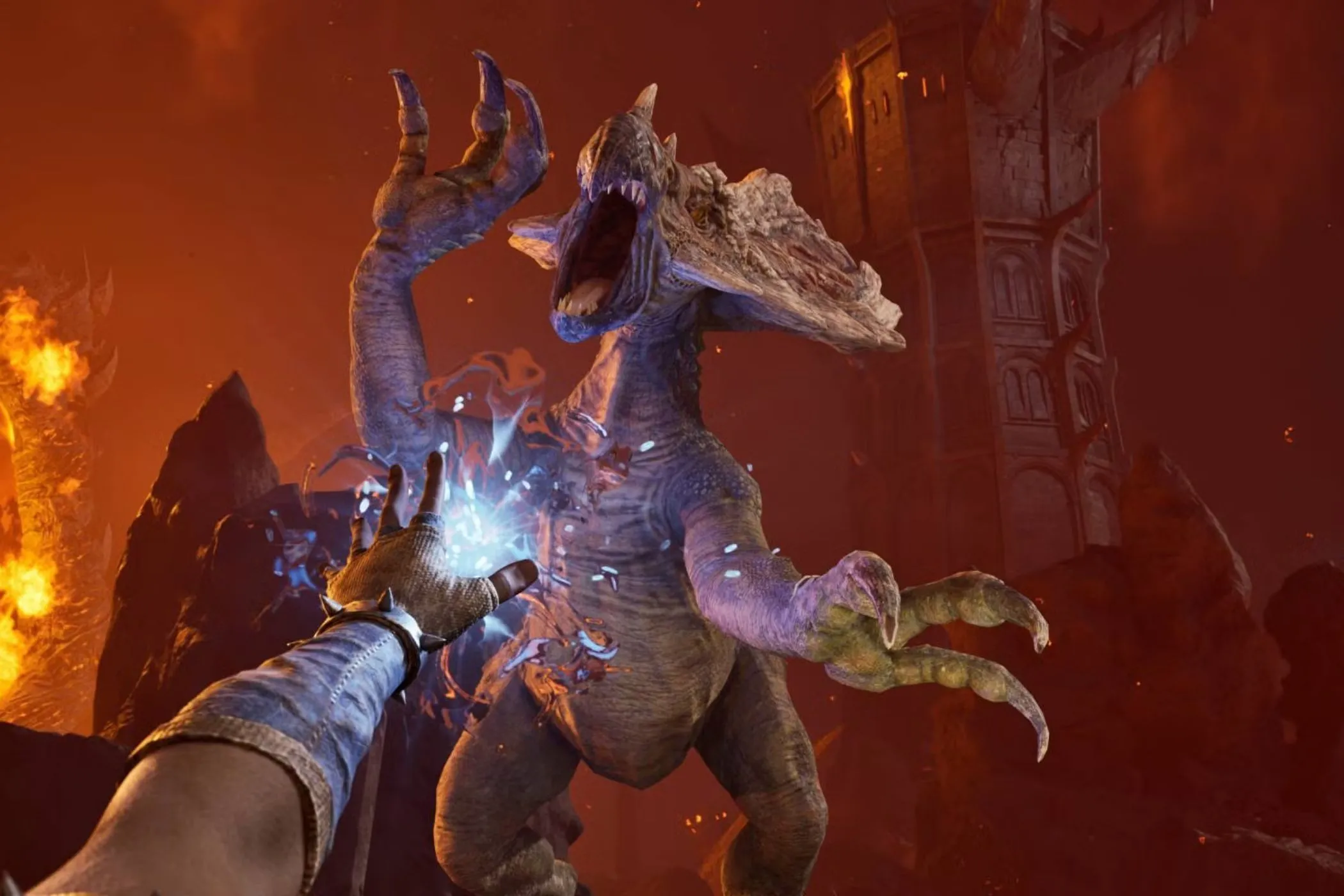 Hình ảnh một cảnh chiến đấu trong game The Elder Scrolls IV: Oblivion Remastered, tựa game thuộc Microsoft bán chạy trên PlayStation.