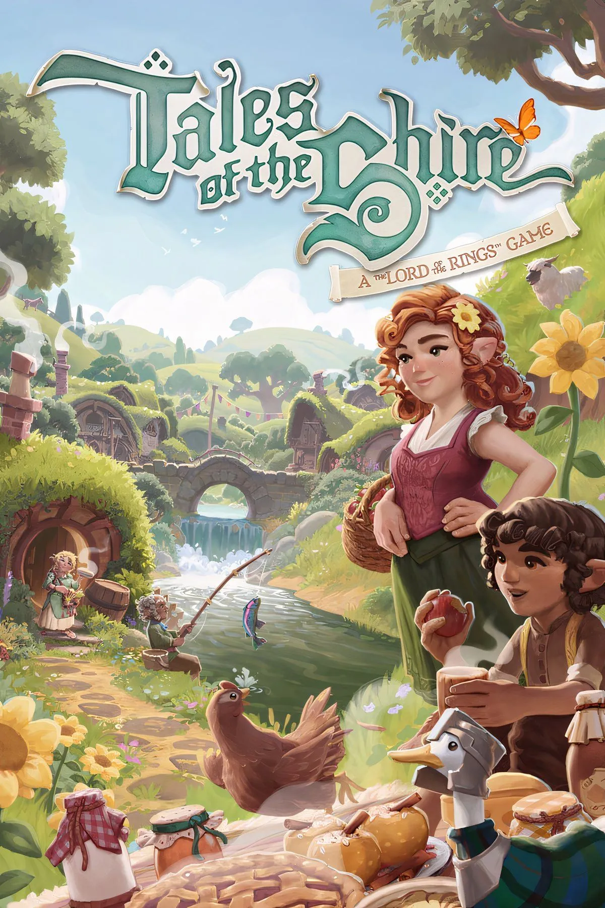 Hình ảnh một ngôi nhà Hobbit ấm cúng bên sườn đồi xanh tươi trong game Tales of the Shire
