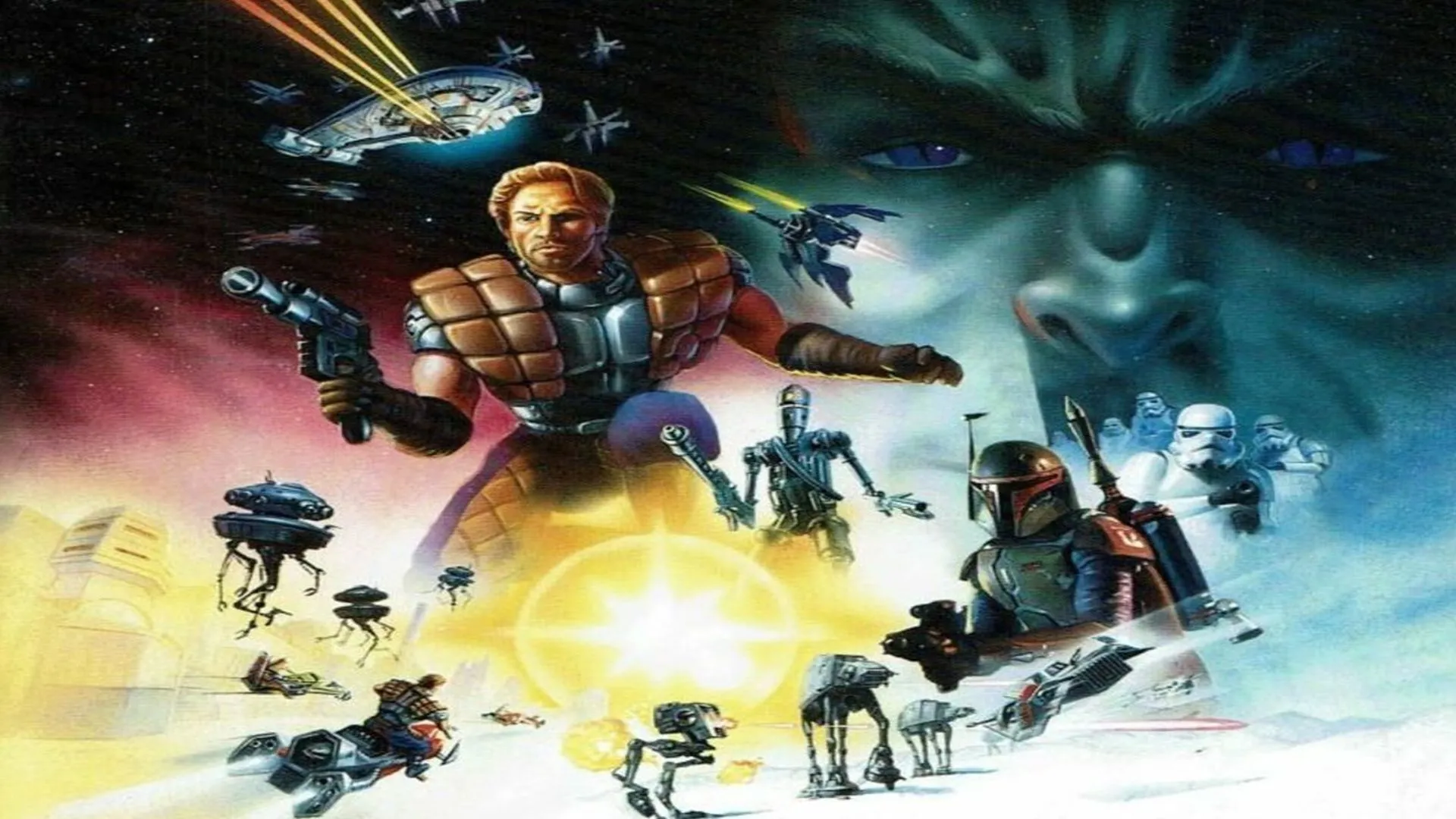 Hình ảnh nghệ thuật chính thức của Star Wars: Shadows of the Empire, thể hiện không khí game.
