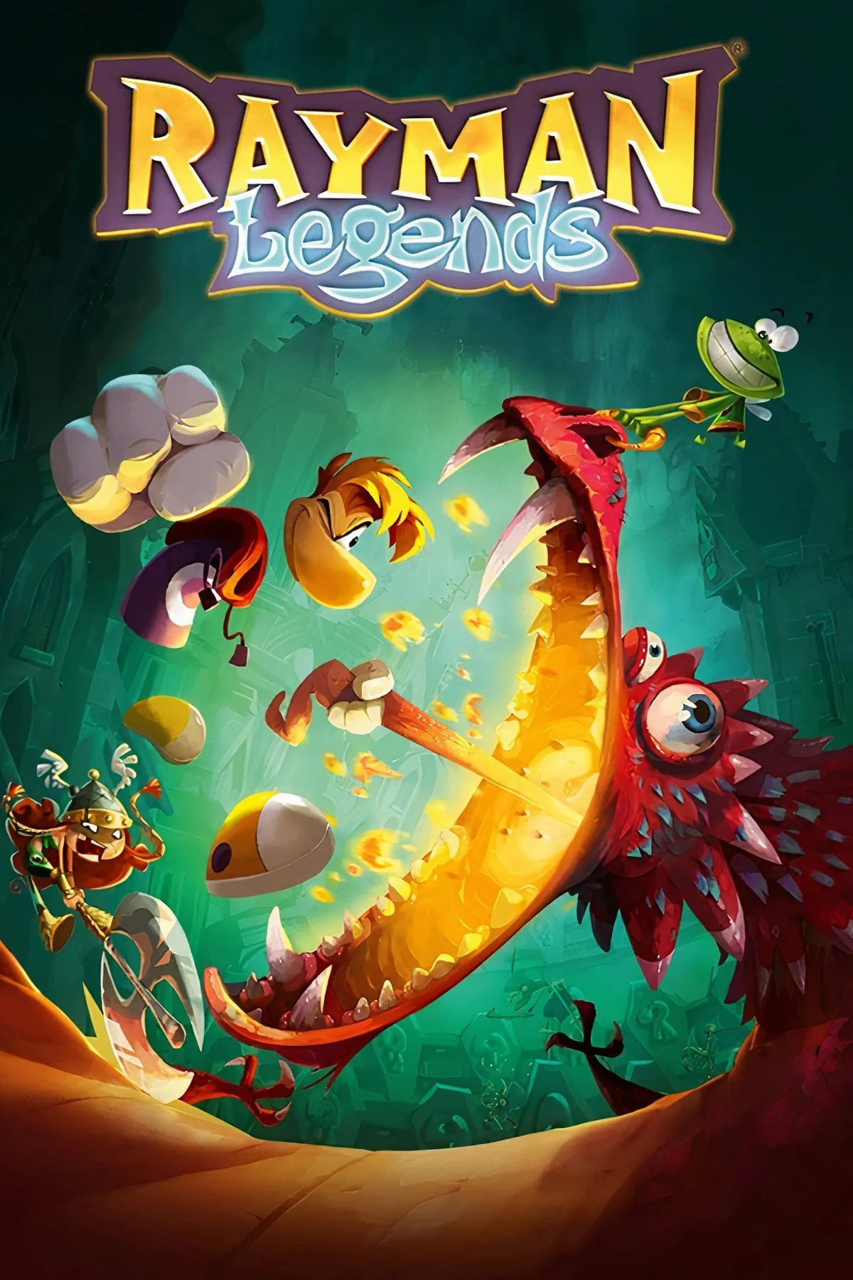 Hình ảnh nhiều nhân vật đầy màu sắc trong game Rayman Legends.